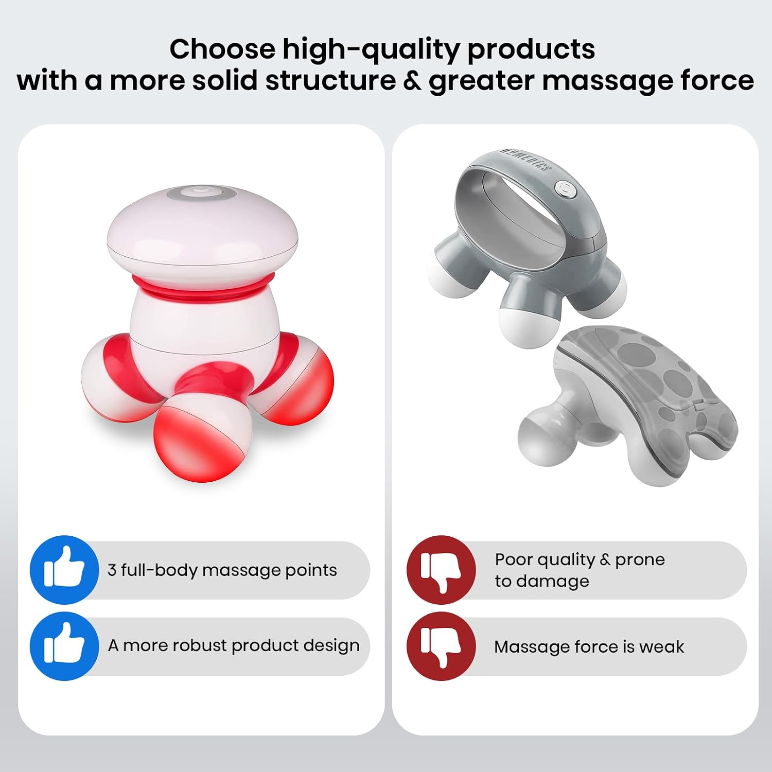 cotsoco Handheld Massager Mini Portable Vibrating Body Massager with LED Light for Hand Head Neck Back Legs Arms Pain Release, Battery Operated, Easy Hand Grip - Image 3