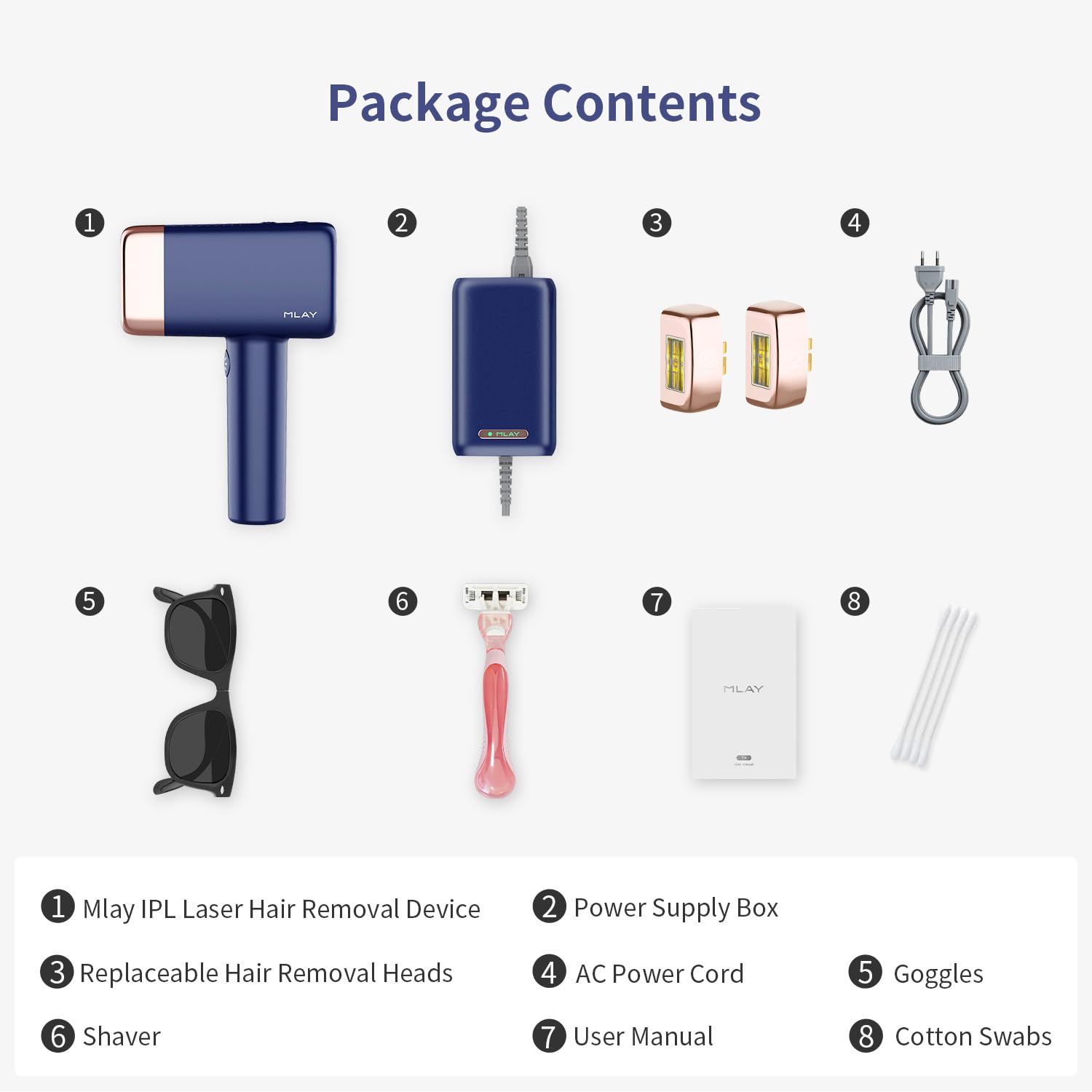 MLAY IPL Laser Hair Removal, Hair Removal Device with Ice Cooling Painless Hair Removal for Women & Men, Permanent Hair Removal at Home for Arms Armpits Face Legs Bikini Line, 5 Energy Levels, 2 Heads | T14 Hair Removal 1,500,000 Flashes Permanent Hair Removal at Home for Arms Armpits Face Legs Bikini Line, with HR BK FC Heads - Image 9