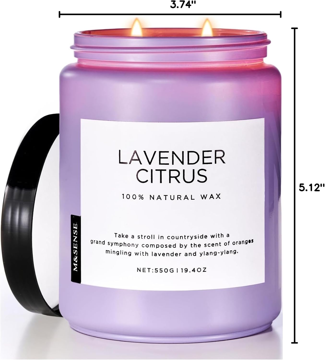 M&SENSE Lavender Citrus Candles for Home Scented, 19.4oz Organic Soy Wax | 110 Hours Long Lasting, Natural Clean Non Toxic, Stress Relief Aromatherapy Gifts for Friends Teacher & Spa Bath - Image 10