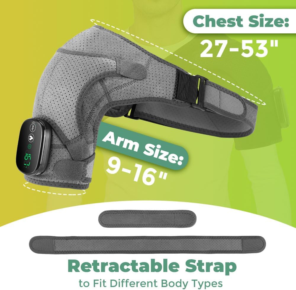 Cordless Shoulder Heating Pad, FSA Eligible Heated Shoulder Massager | 3 Vibration and Heating Modes, Breathable Fabric, HD Display, 5000mAh Battery, Adjustable Size, for Rotator Cuff - Image 8