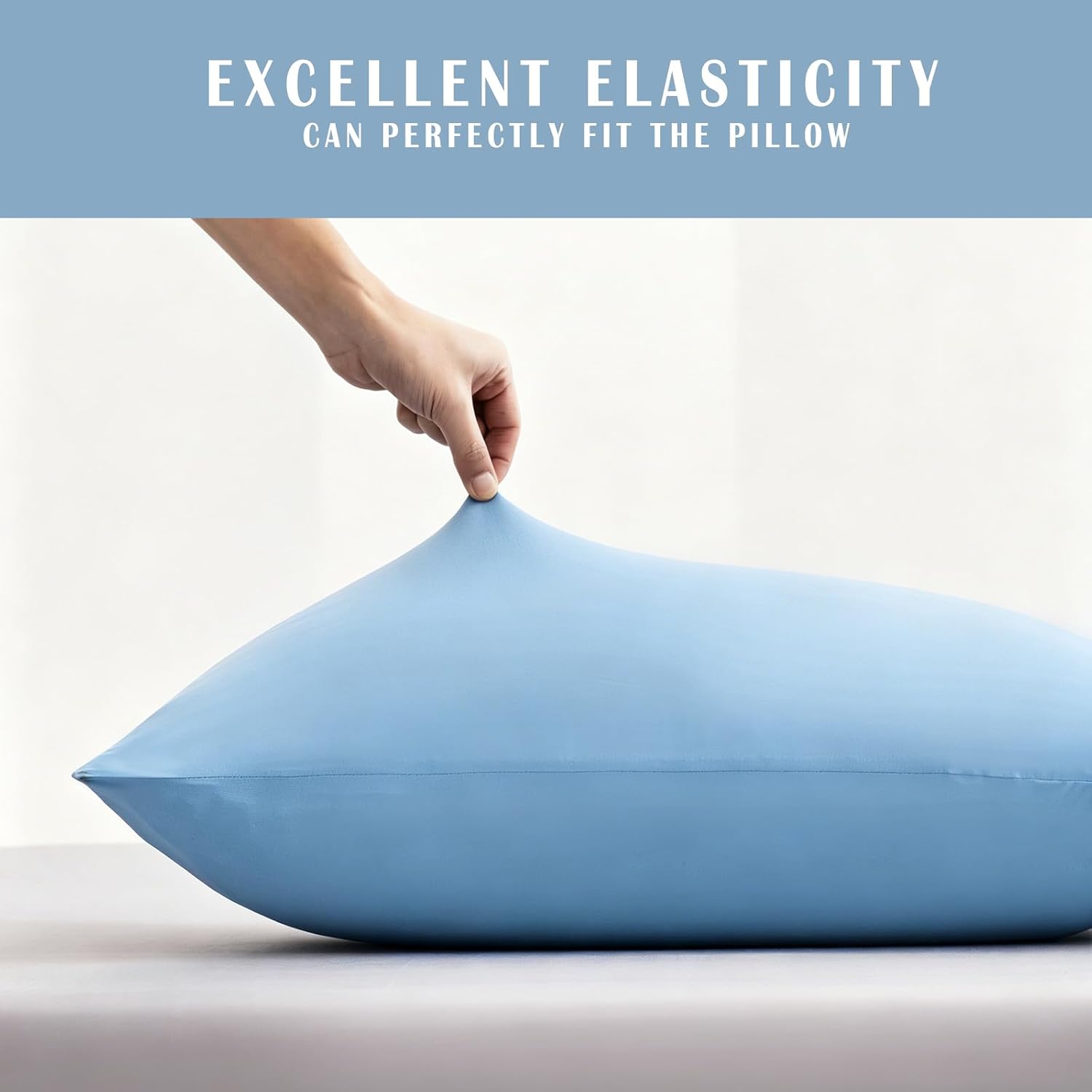 TELUS Cooling Body Pillow Case, Silky Soft Breathable Pillowcase with Envelope Close, Stay Cool All Night Pillow Cover for Hot Sleepers and Night Sweats, 20x54 Inch,Sky Blue - Image 6