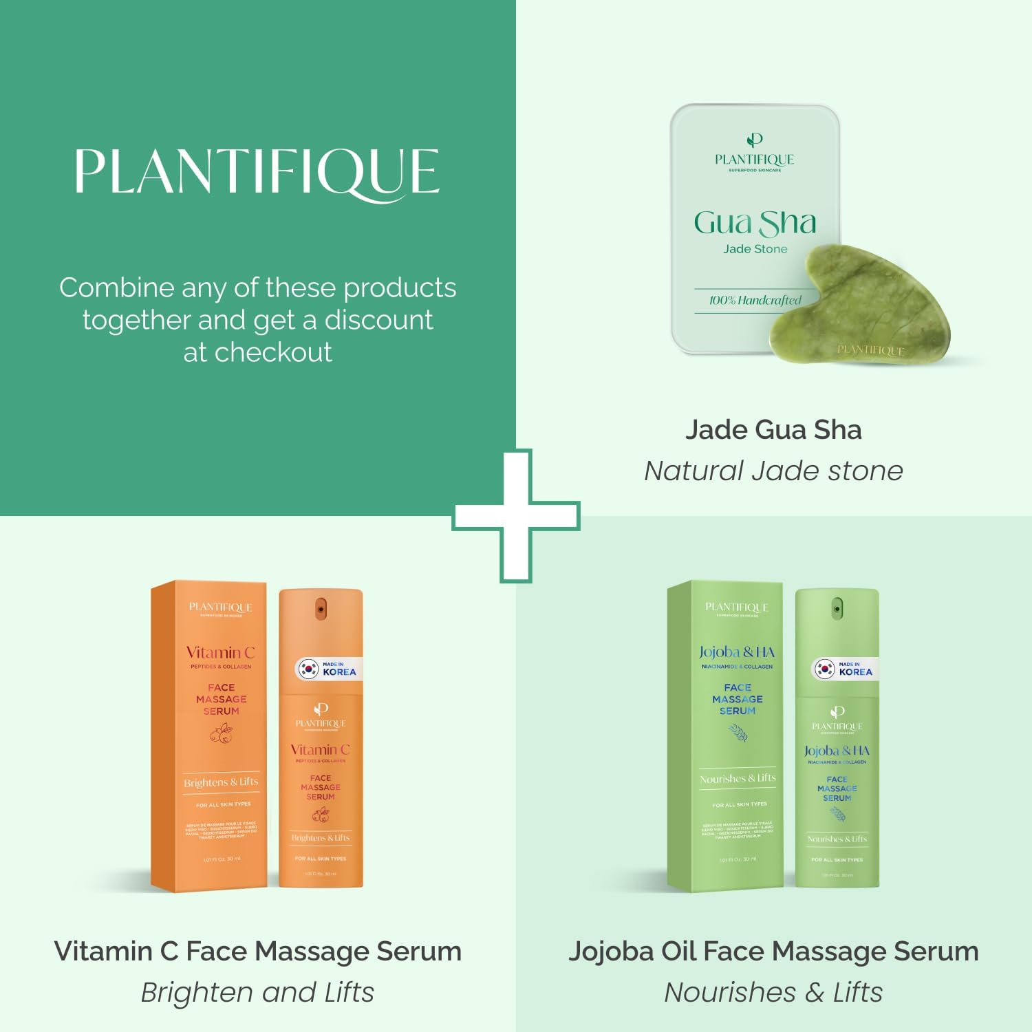 PLANTIFIQUE Jade Gua Sha Facial Tools - Lymphatic Drainage Face Massager | Guasha Tool for Face Sculpting & Jawline Shaper - Skincare Gift - Reduces Puffiness & Relieves Tension - Image 3