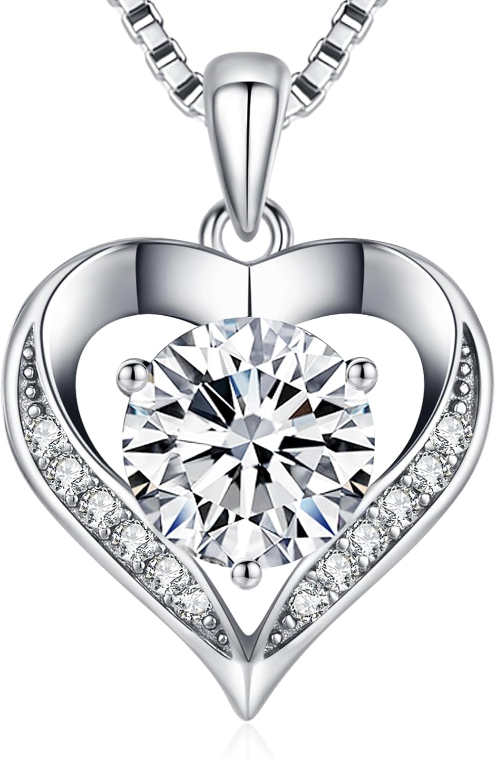 DALOJOE Moissanite Heart Necklace for Women, 925 Sterling Silver Necklace | 1-3 CT Moissanite Necklace Engraved with "I LOVE YOU" – Anniversary or Birthday Jewelry Gift for Women, Wife or Girlfriend