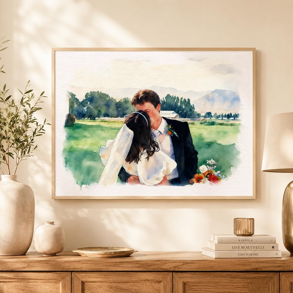 Noni Custom Watercolor Couple Portrait From Photo, Hand Painted Wedding Keepsake Gift for Couples, Parents, Engagement and Home Wall Art 2 - Image 5