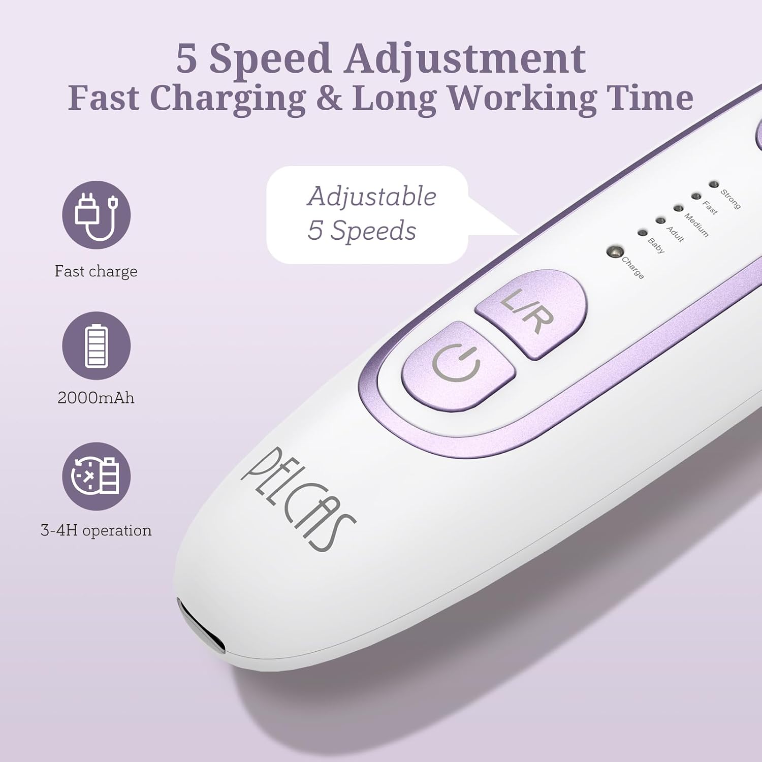 PELCAS Electric Toenail Grinder for Thick Toenails, Cordless Nail Drill | 5 Speeds Manicure and Pedicure Kit with LED Light, Electric Nail File for Human, Pet, Thick Toenails, Natural & Acrylic Nails - Image 7