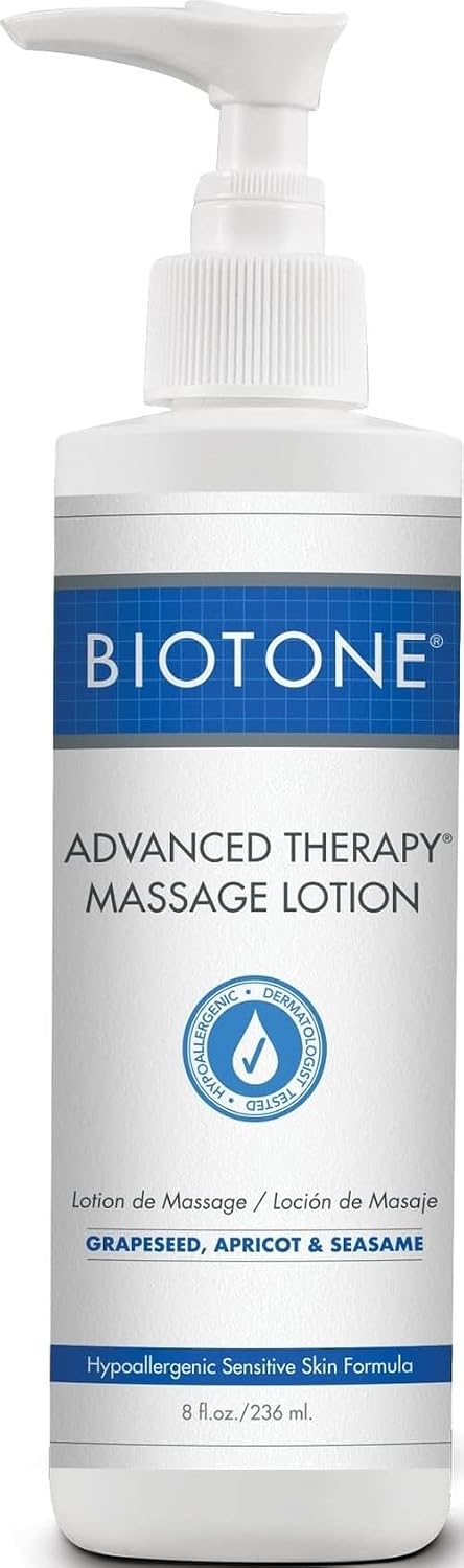 BIOTONE Advanced Therapy Massage Lotion, Hypoallergenic and Fragrance-Free, More Glide and Workability, Absorbs for a Non-Greasy Finish