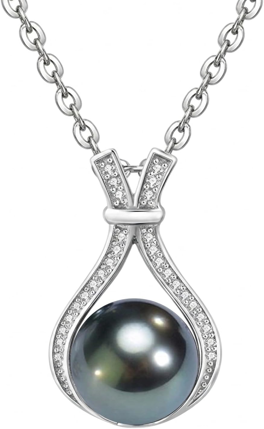 NONNYL Birthday Gifts for Women Wife-Wedding-Anniversary-Tahitian-Black-Pearl-Necklace for Women -Jewelry for Her Girlfriend Valentines Day Mothers Day -Gifts for Mom Anniversary Christmas for Her