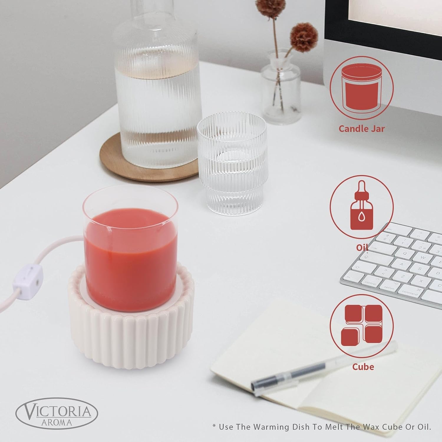 VICTORIA AROMA Ceramic Wax Melt Warmer 3-in-1 Candle Wax Warmer for Scented Wax Melter Electric Fragrance Wax Burner for Home Office Bedroom Gift & Decor… - Image 4