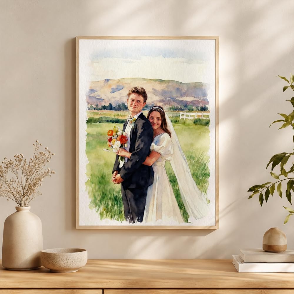 Noni Custom Watercolor Couple Portrait From Photo, Hand Painted Wedding Keepsake Gift for Couples, Parents, Engagement and Home Wall Art 2 - Image 4