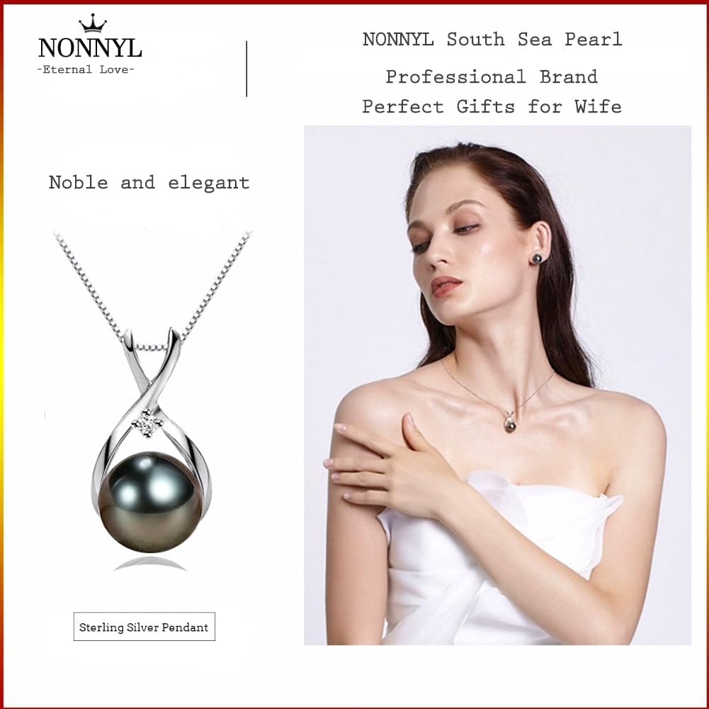 NONNYL Gifts for Wife Women Anniversary-Tahitian Black Pearl Necklace-Mom Girlfriend Her Fine Jewelry Mothers Day Valentines Christmas Birthdays Gift - Image 8