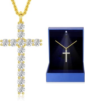 xiupen Moissanite Cross Necklace fo...