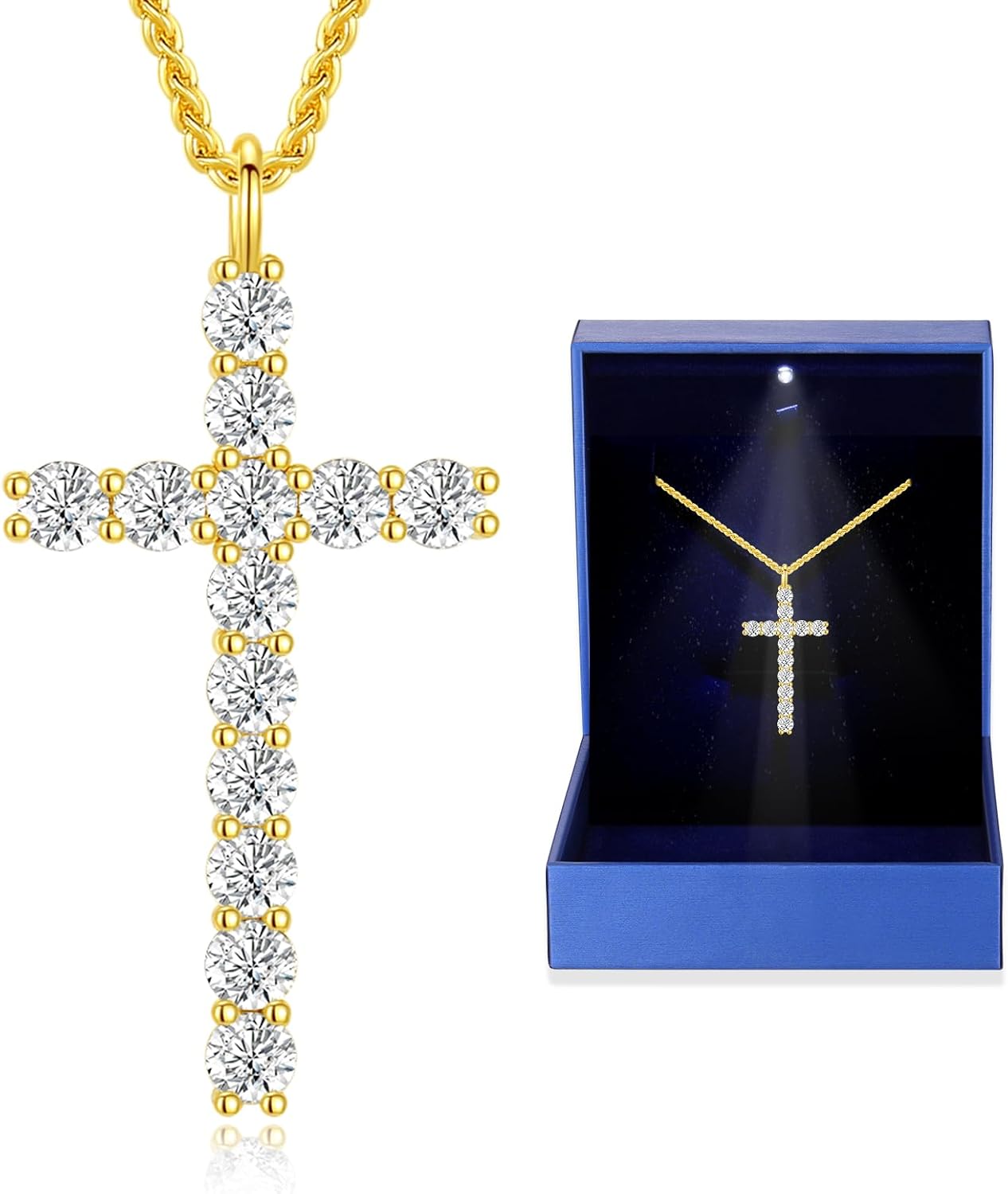 xiupen Moissanite Cross Necklace for Women Birthday Gifts for Wife Wedding Anniversary Jewelry for Her Christmas Mothers Day Gift for Mom Girlfriend