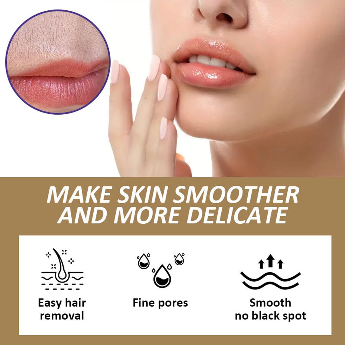Facial Hair Removal Cream, Coconut Oil Hair Removal Cream, 3.52 fl oz | for Women for Upper Lip & Chin, Gentle and Non-irritating Remove Excess Hair - Image 3
