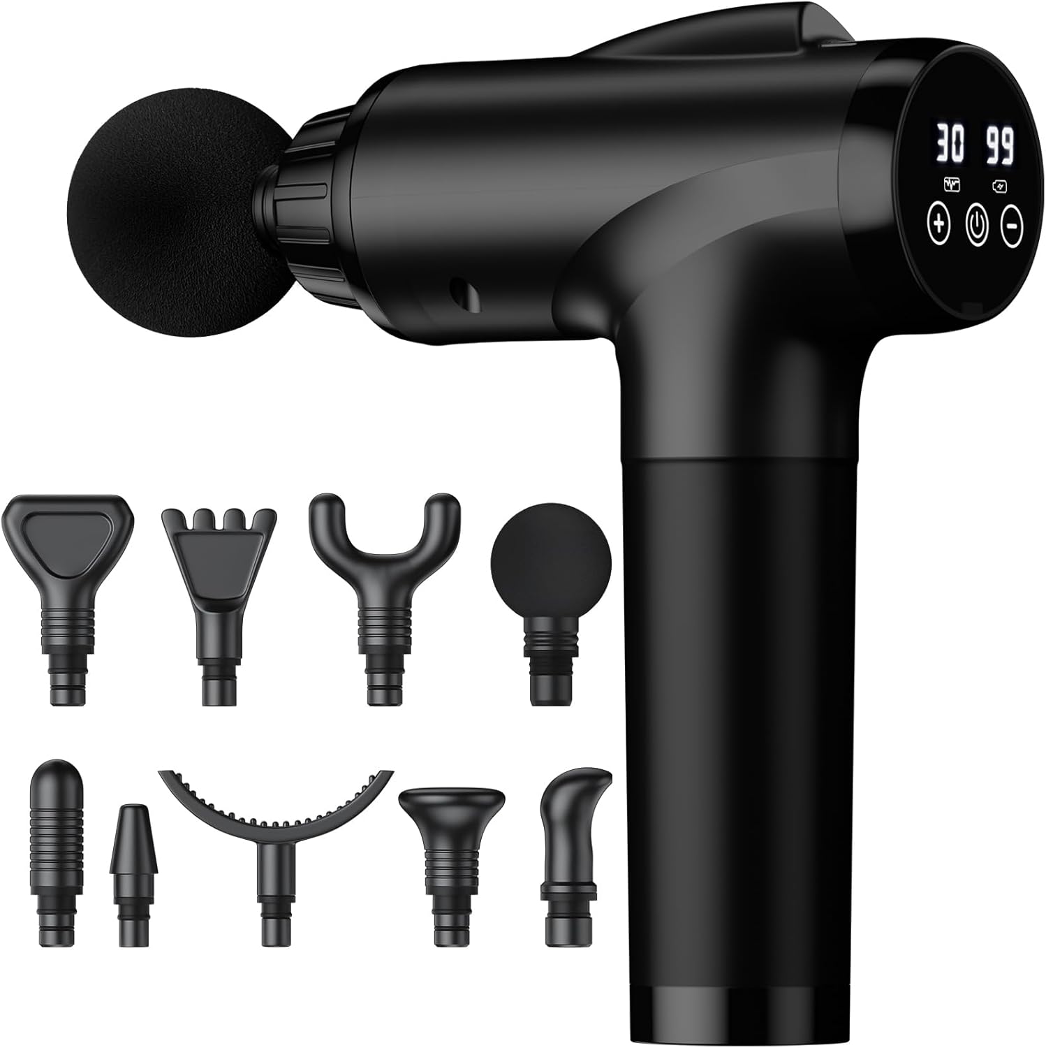 OLsky Massage Gun Deep Tissue 30 Speeds 9 Attachments Handheld (Black) | Electric Muscle Massager, High-intensity Percussion, Massage Device for Pain Relief, Quiet and Powerful, Ideal for Recovery