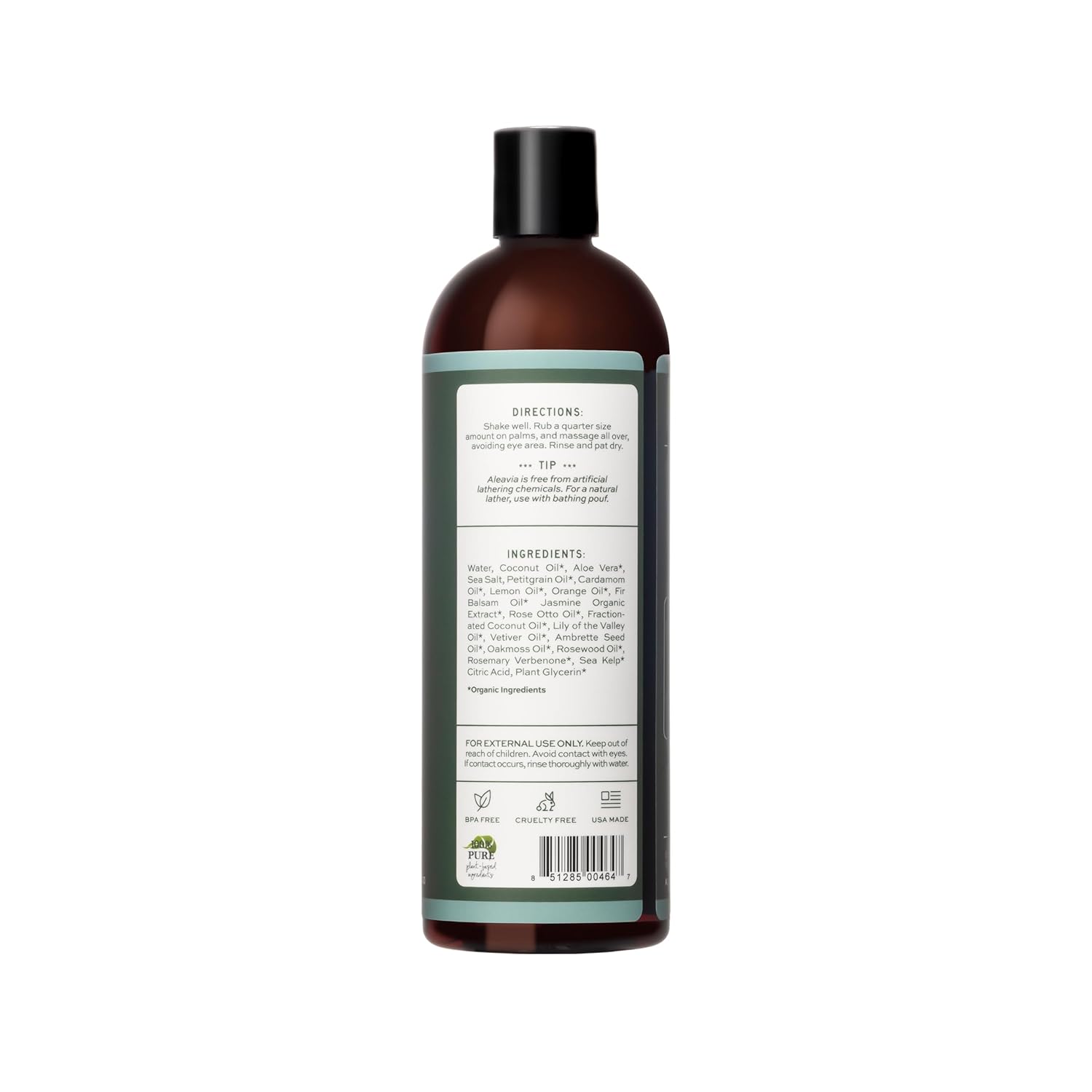 Aleavia Coastal Woodlands Mens Body Cleanse – Organic & All-Natural Prebiotic Body Wash for Men, Woodsy Notes Scented with 13 Essential Oils, – Nourish Your Skin Microbiome – 16 Oz. - Image 2