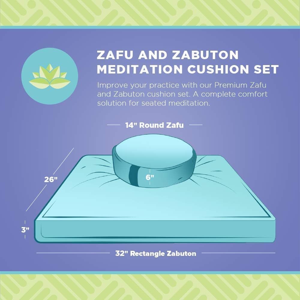 Meditation Cushion Mat Set HEMP - Round Zafu Floor Pillow Organic Buckwheat Pillow + Cotton Filled Zabuton Prayer Pad - Meditation Pillow Yoga Knee Pad - Made in USA - 14" Round, NATURAL Hemp - Image 4