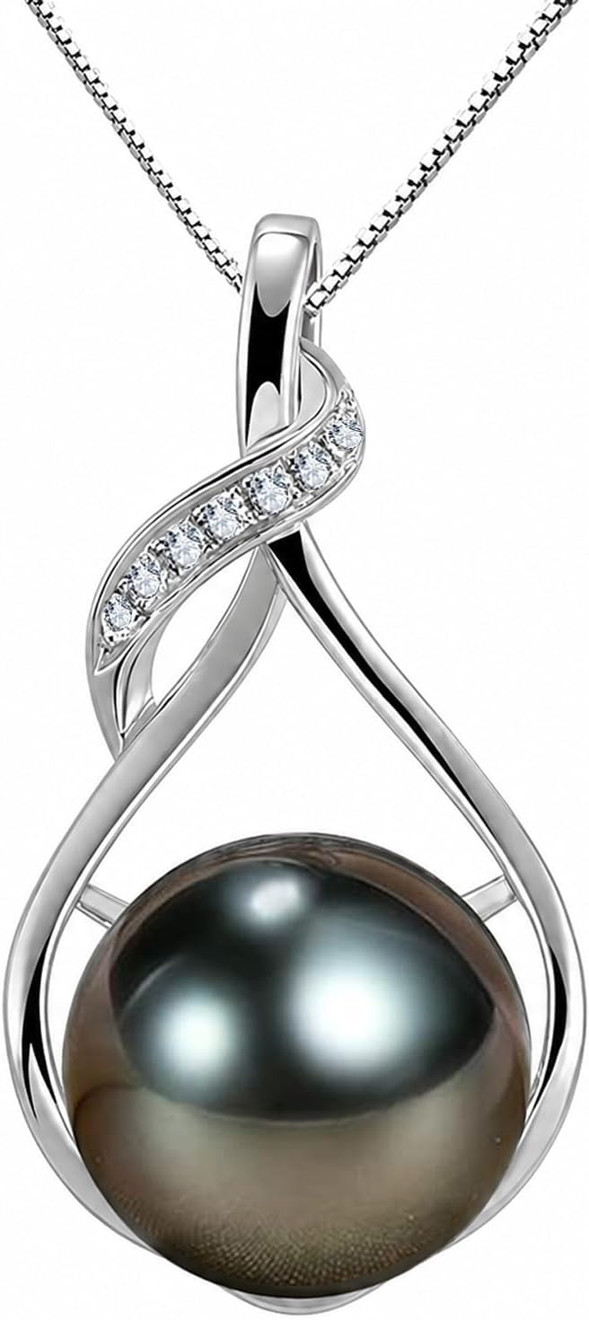 NONNYL Gifts for Women Wife-Tahitian-Black-Pearl-Necklace-Gift for Wife Wedding Birthday Anniversary Jewelry-Mom Girlfriend Her Mothers Day Gifts for Mom Women Valentines Christmas Day