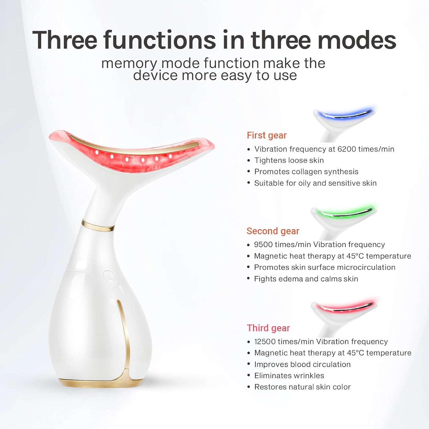 Red Light Facial Massager, Skin Care Tools for Face & Neck Beauty Device, 3 in 1 Face Massager Tool with LED, Thermal, Vibration, Tightenings, Rejuvenation for Women - Image 2