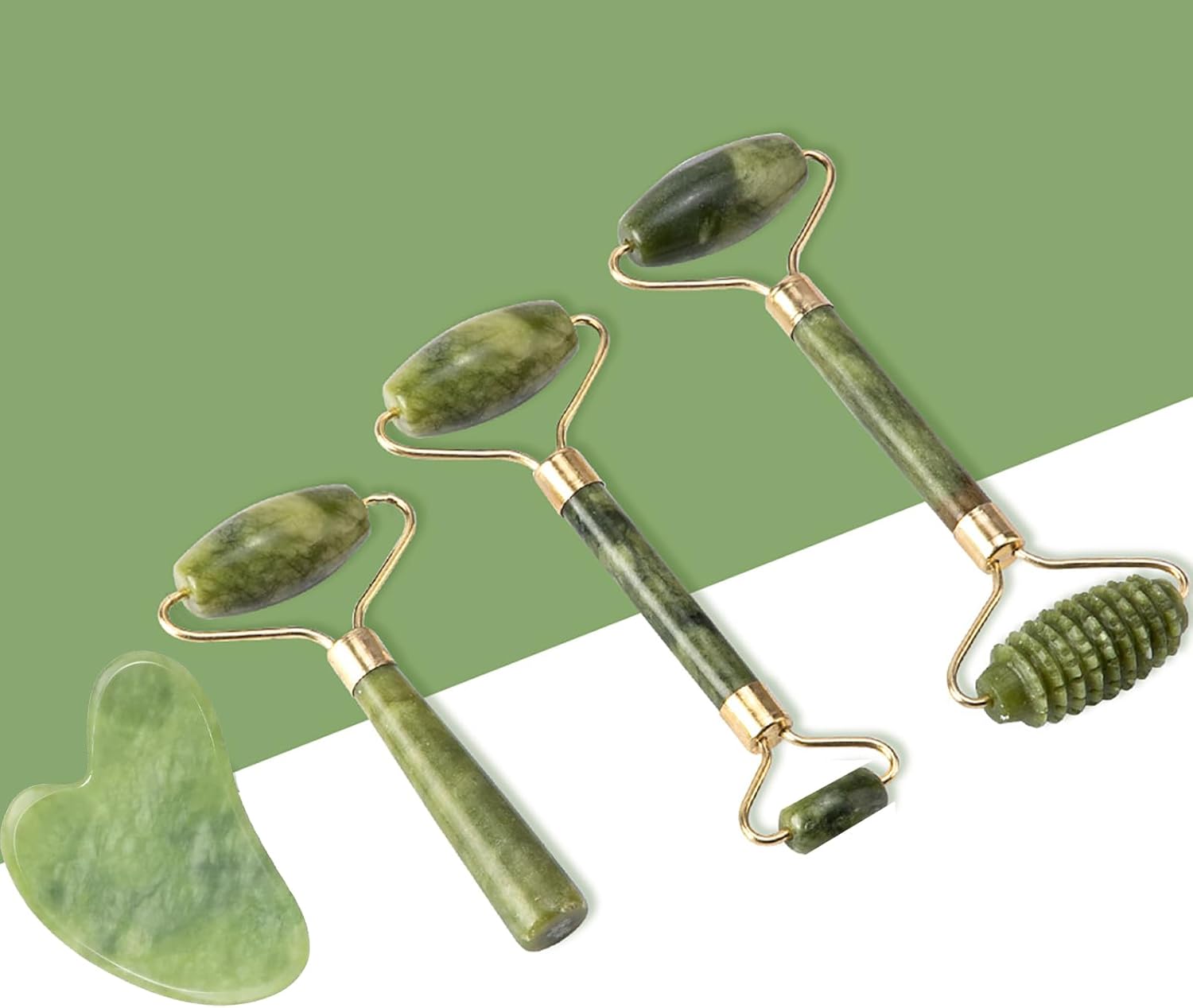 Cooling Natural Jade Face Roller & Gua Sha Tool | 5-in-1 Skincare Kit for Depuffing & Jawline Sculpting, Self Care Beauty Gifts for Women - Image 7
