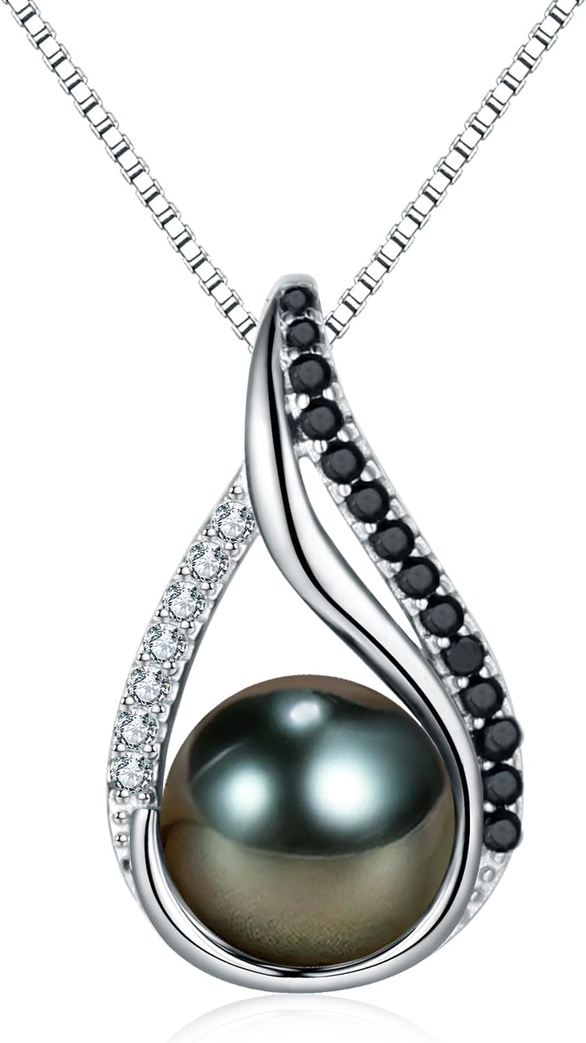 NONNYL Mothers Day Gifts For Wife Women Wedding Anniversary - Real Tahitian-Pearl-Necklace, Birthday Valentines Gifts For Wife Her Mom Christmas - Companion Necklace For Women Luxury Fine Jewelry