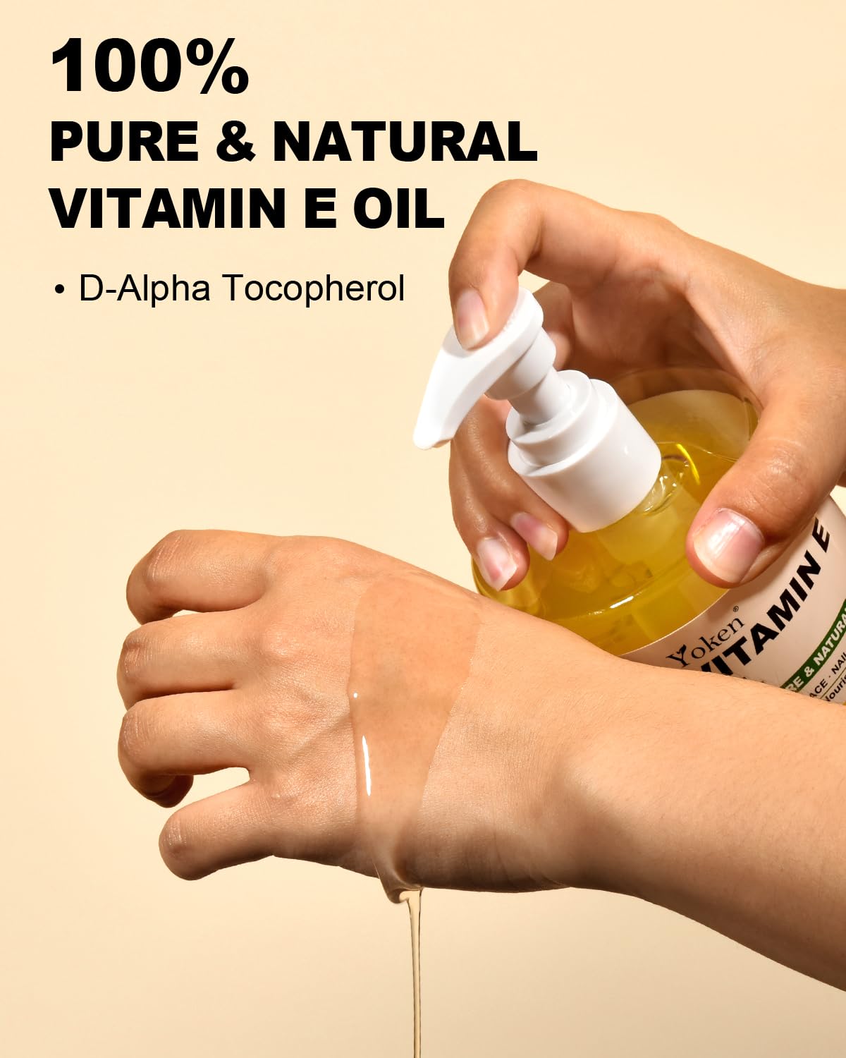 Yoken Vitamin E Oil for Skin 16 Oz Body Bath DIY oils for Face Cold Pressed | Pure D-Alpha Tocopherol Liquid Vitamina Nails Vit e Women Moisturizing Dry Skin Unscented Carrier Oil Hydrate Hexane Free - Image 3