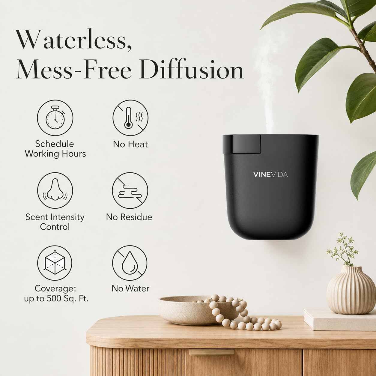 VINEVIDA Prime Plug-in Diffuser for Home & Office | Fragrance Oil Diffuser - Cold Air Diffuser for Essential Oils | Scent Machine (2 Hotel Scents Included) - Image 3