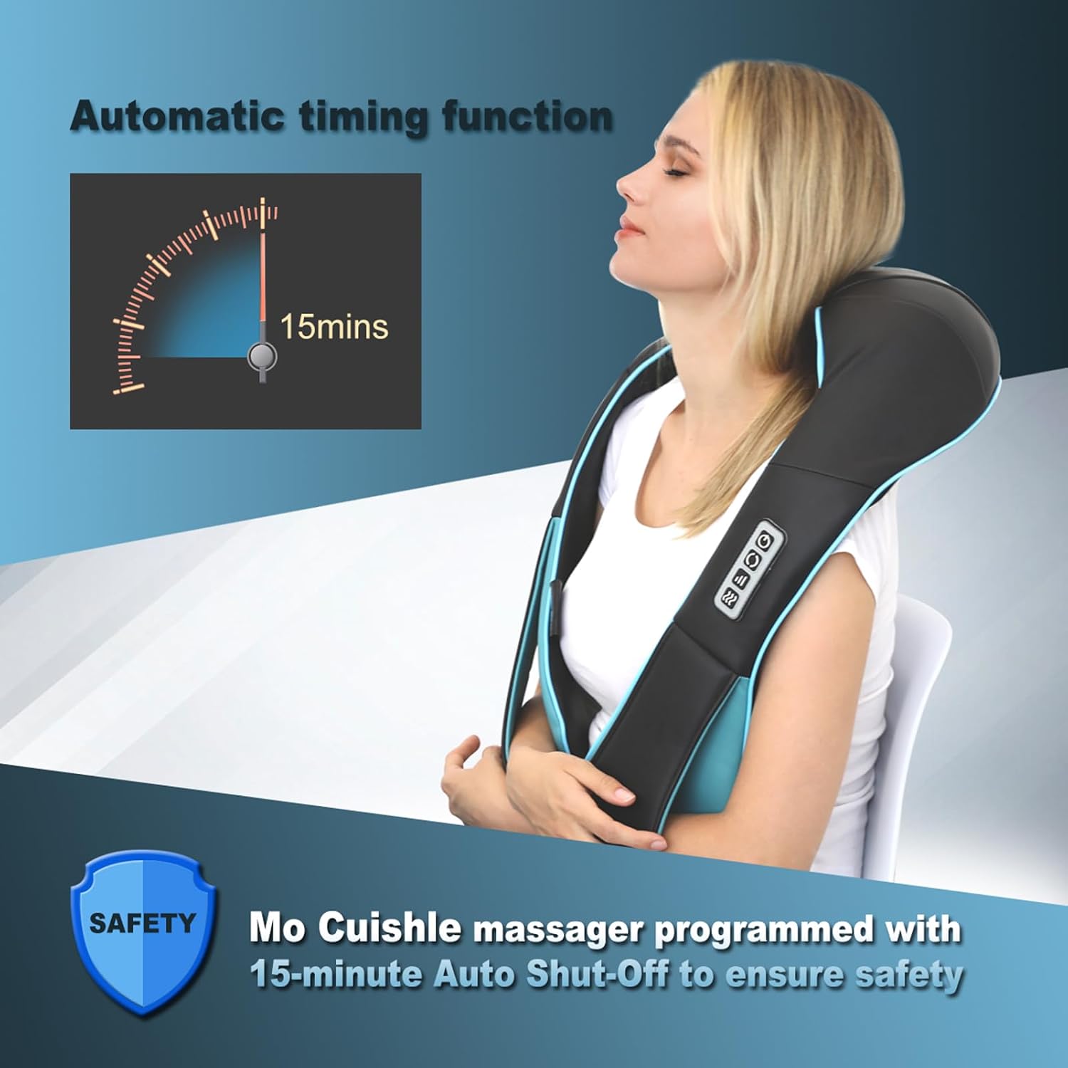 Mo Cuishle Shiatsu Back Shoulder and Neck Massager with Heat, Electric Deep Tissue 4D Kneading Massage, Best Gifts for Women Men Mom Dad, Fathers Day, Mothers Day, Christmas Gifts - Image 5