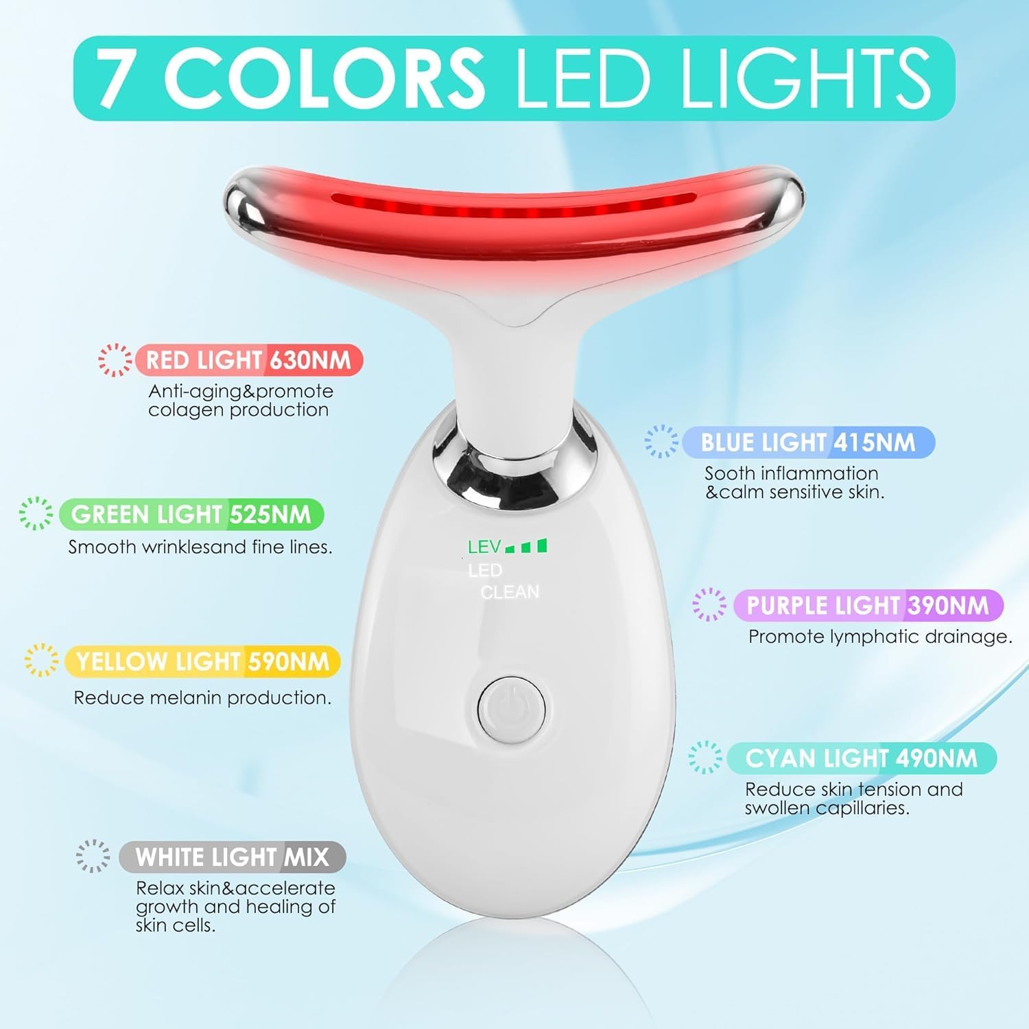 Facial Massager Face and Neck, Face 𝖲 culpting Wand Tool with 7 Color - Birthday, Christmas, Mothers Day, Valentines Day Gifts for Her Women Mom Best Friend Wife Teacher (White) - Image 2