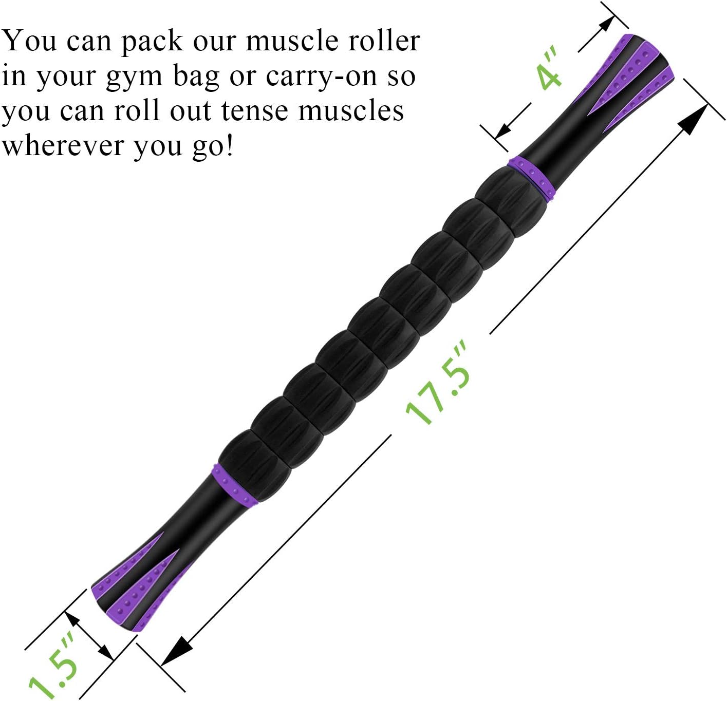 Muscle Roller Massage Roller Stick- Deep Tissue Fascia Blaster for Myofascial Pain Relief, Lymphatic Drainage & Body Sculpting, Handheld Physical Therapy & Recovery Tool (Purple Black-18 inch) - Image 7