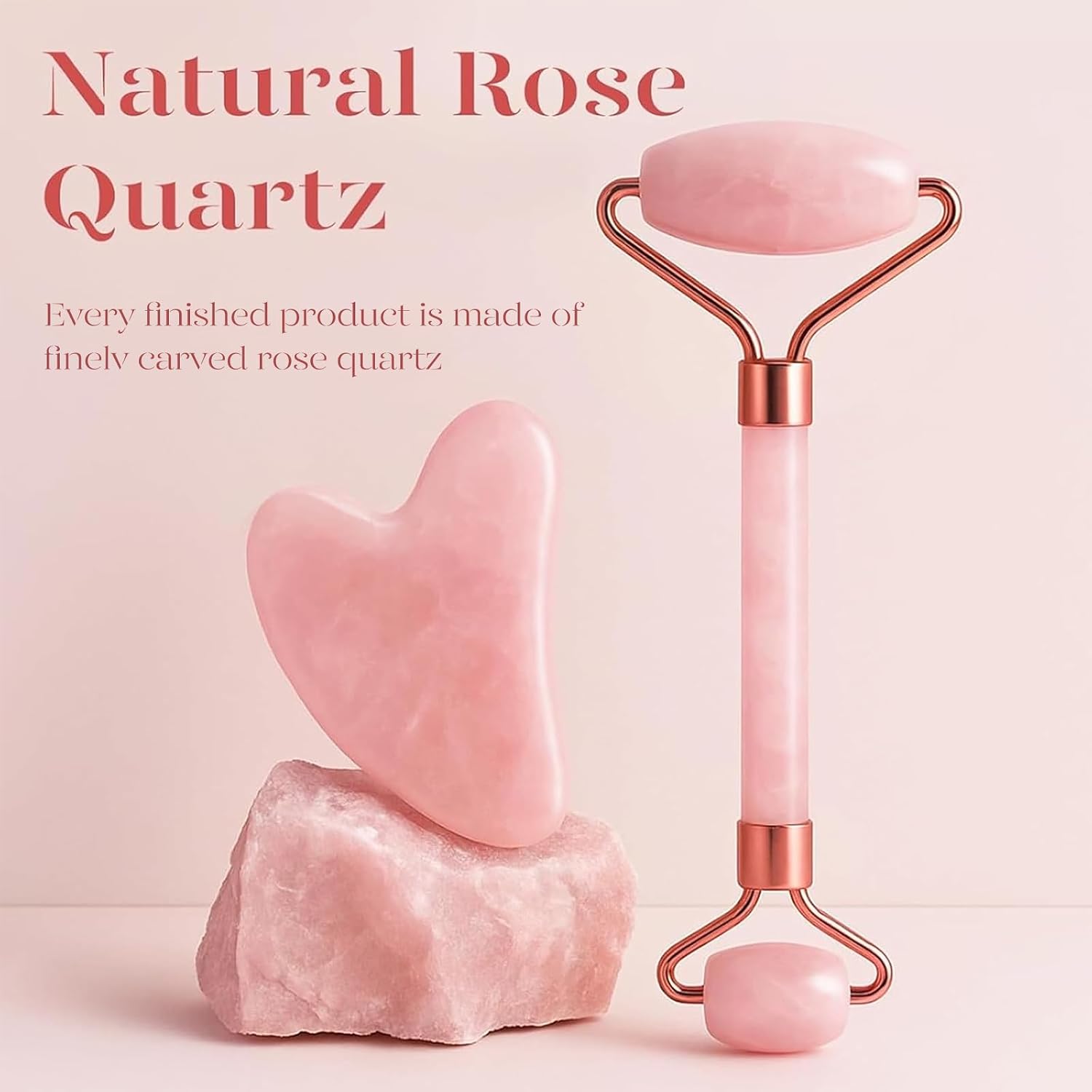 BAIMEI IcyMe Rose Quartz Roller & Gua Sha Facial Tool Set for Depuffing | Cooling Face Roller for Lymphatic Massage,Sculpting Tool for Face, Eyes & Neck, Skin Care Gifts for Women,Spa & Travel Use - Image 2