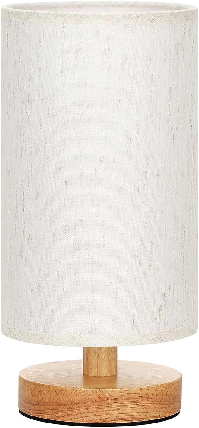 9" Small Table Lamp for Bedroom - Inline Control with 3000K Blub | Cream Shade and Wood Base | 680 Lumens | Easy Assembly | Minimalist Design | E26 | for Kitchen | for Kids Room - Image 9