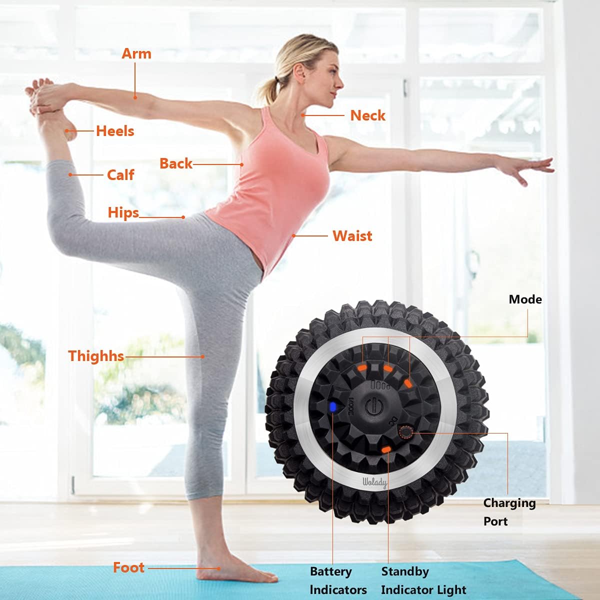 Vibrating Massage Ball 4-Speed High-Intensity Fitness Yoga Massage Roller, Relieving Muscle Tension Pain & Pressure Massaging Balls (Black) - Image 5