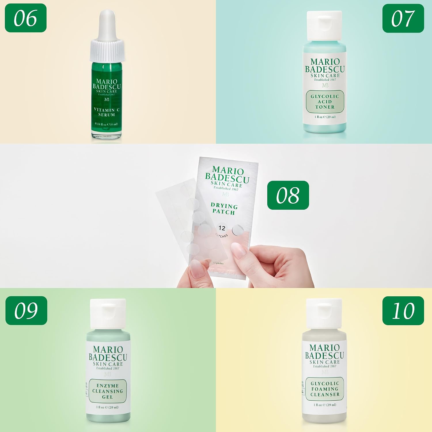 A Little Bit of Mario 10-Piece Skincare Kit – Vitamin C Serum, Glycolic Acid Toner, Hyaluronic Dew Cream, Collagen Mask, HOCI Spray & Cleanser – Brightening, Anti-Aging & Hydration – Travel & Gift Set - Image 8