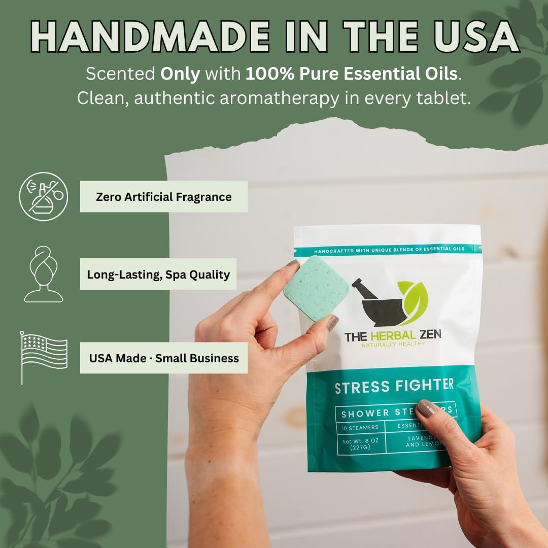 The Herbal Zen Shower Steamers Aromatherapy Gift for Women & Men - 20 Ct | Stress Fighter + Sleepytime Combo | Soothing Shower Bomb Tablets | Natural Essential Oils for Relief & Relaxation | USA Made - Image 2