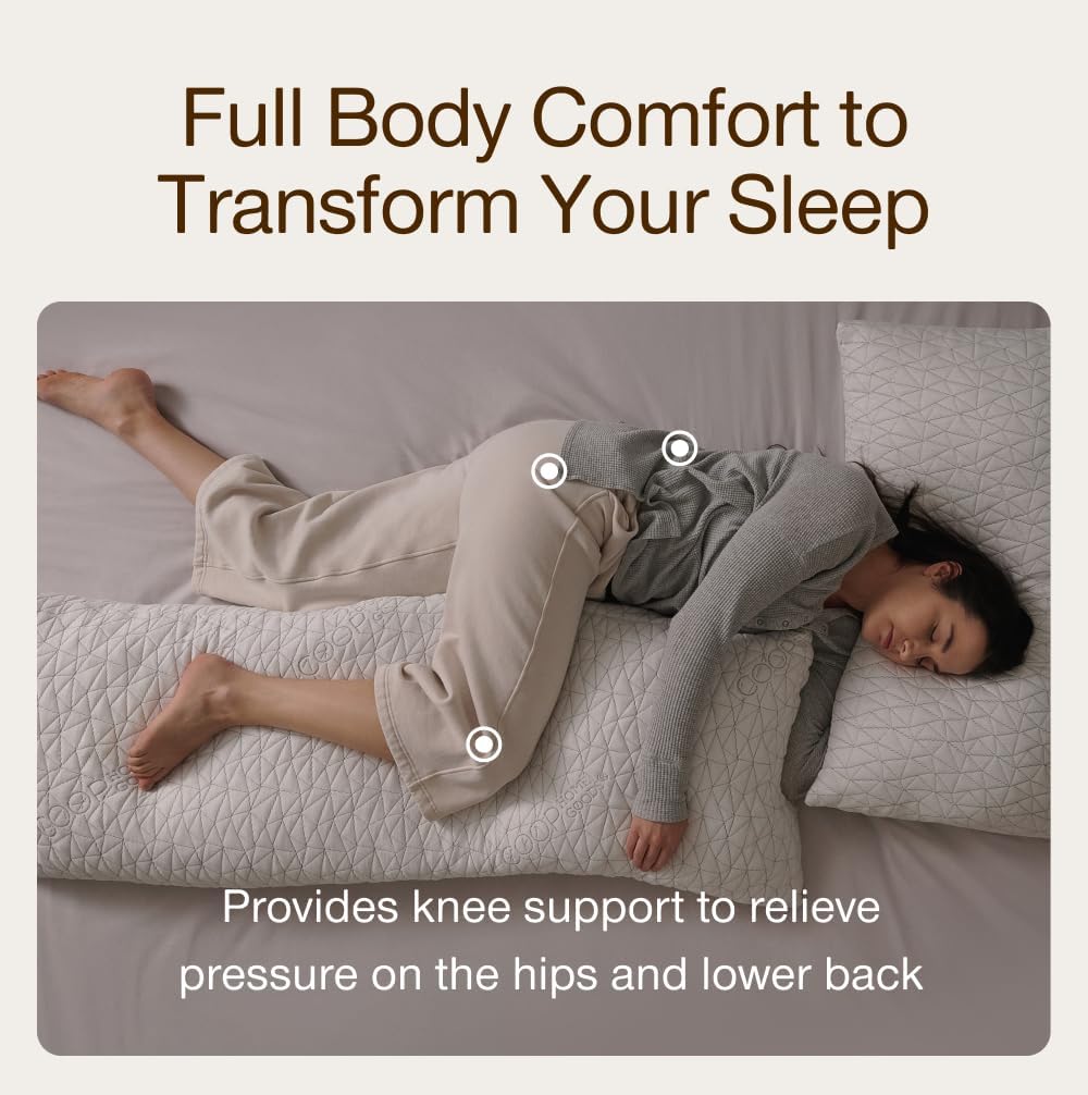 Coop Home Goods Original Adjustable Body Pillow, 20x54 Long Pillow for Back, Shoulder, Hip and Knee Support, Side Sleeper Body Pillows for Adults with Memory Foam & Washable Cover - Image 4