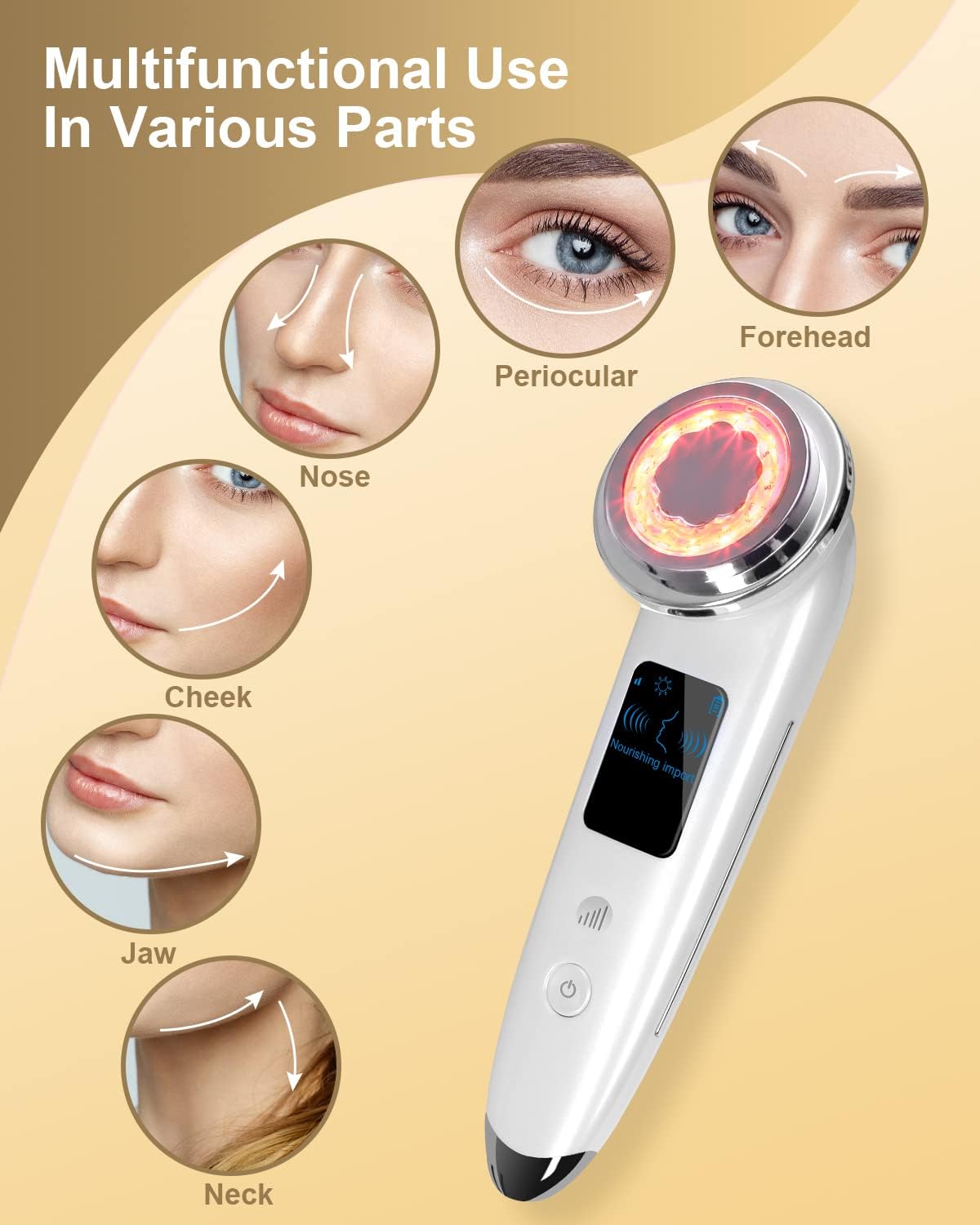 Face Massager Electric Face Lifting 4 in 1 Facial Massager Anti Aging Skin Tightening Firming Skin Care Tools (White) - Image 4