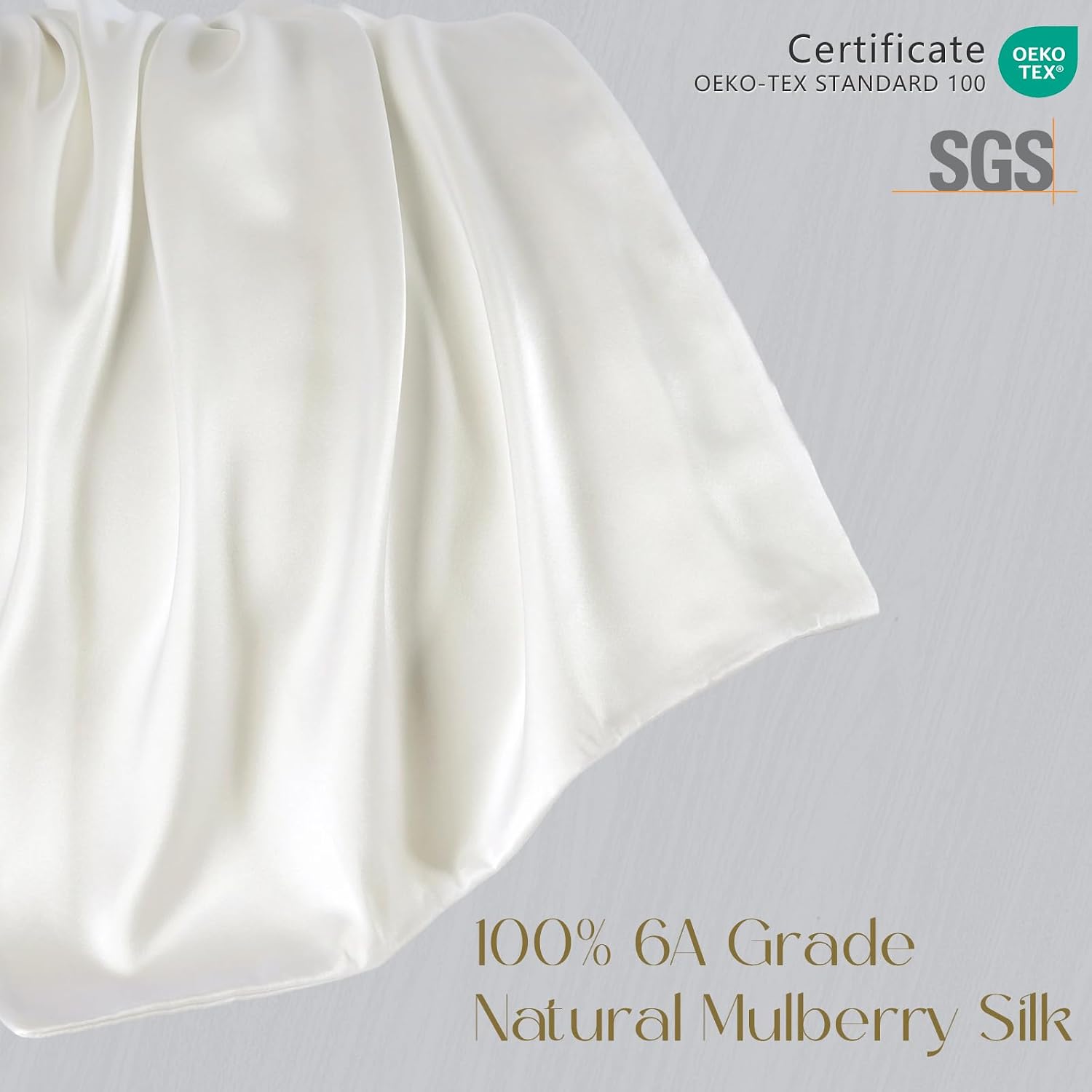 ZIMASILK 100% Pure Mulberry Silk Pillow Cases for Hair and Skin, Standard | Soft, Hypoallergenic & Smooth, Both Sides Grade 6A Silk, Hidden Zipper, Gift for Women Men, 1pc (Standard 20"x26", Ivory) - Image 2