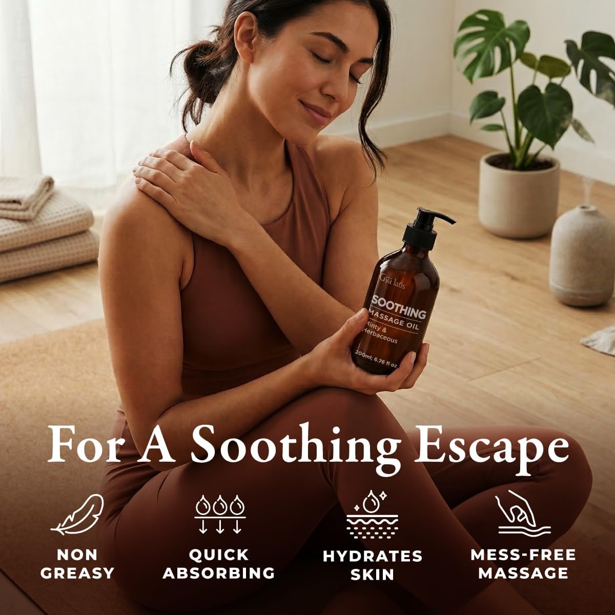 Gya Labs Soothing Massage Oil - 6.76 Fl Oz - Eases Tension and Comforts Tired Muscles for Relaxation, Soothing Massage Oil Hydrates Skin - Non-Greasy Formula, Non-GMO and Cruelty-Free - Image 2
