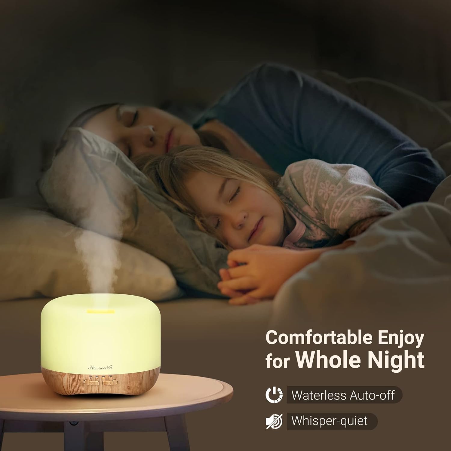 Homeweeks Essential Oil Diffuser for Room Aromatherapy Scent Diffuser | Auto Off Ultrasonic Aroma Fragrance Diffuser for Bedroom Office, Remote Control, 7 Colors Light, Cool Mist, Timer 300 ML - Image 7
