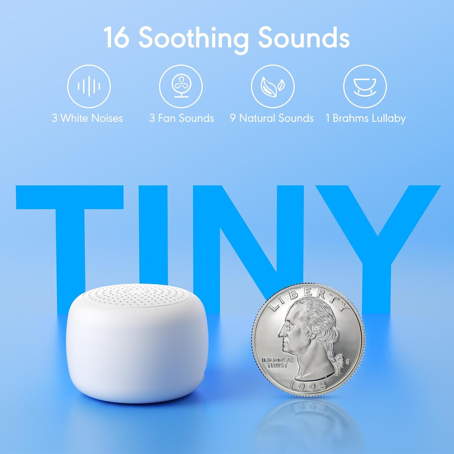 Portable Sound Machine for Baby Adults,Travel Sound Machine,Mini White Noise Machine,16 Non-looping Sounds &Timer, Memory Function,Sleep Sound Machines Perfect for Privacy Hotel Gift (Tiny) - Image 2