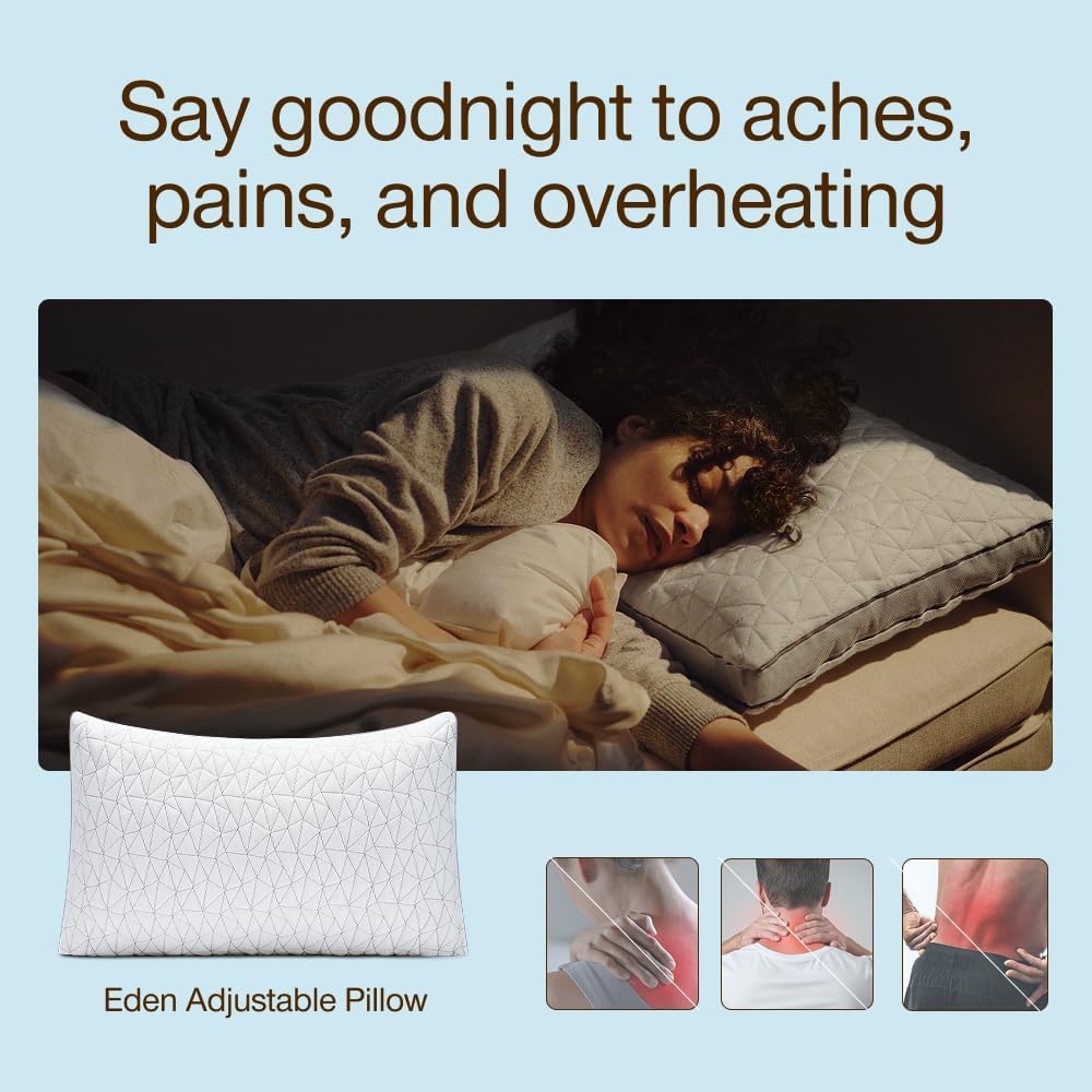 Coop Home Goods Eden Bed Pillow Queen Size for Sleeping on Back, Stomach and Side Sleeper- Medium Soft Memory Foam Cooling Gel - CertiPUR-US/GREENGUARD Gold - Image 3
