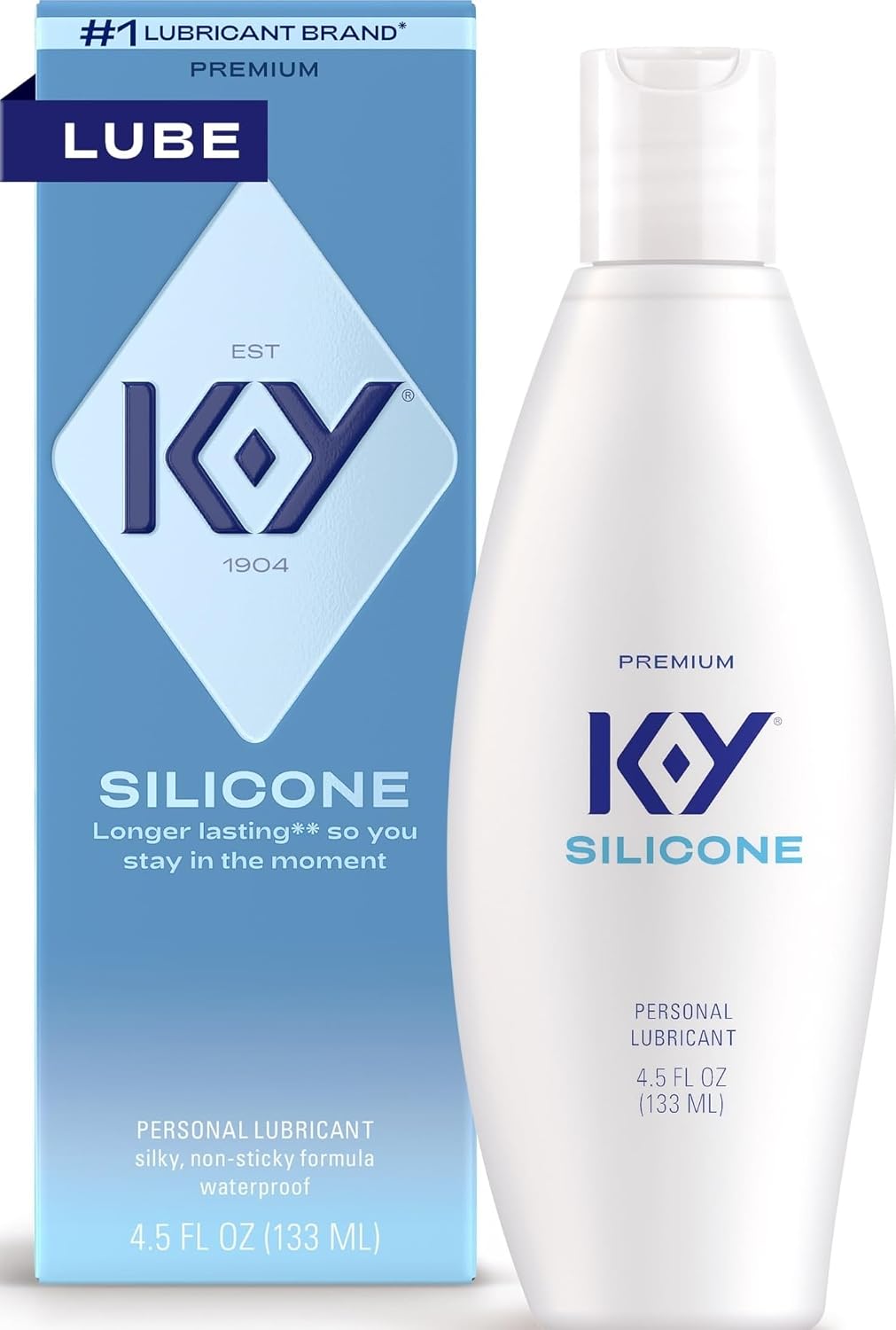 K-Y Silicone Lube, Premium Personal Lubricant, Silicone-Based Formula, Safe to Use with Condoms, for Men, Women and Couples, 4.5 Fl Oz