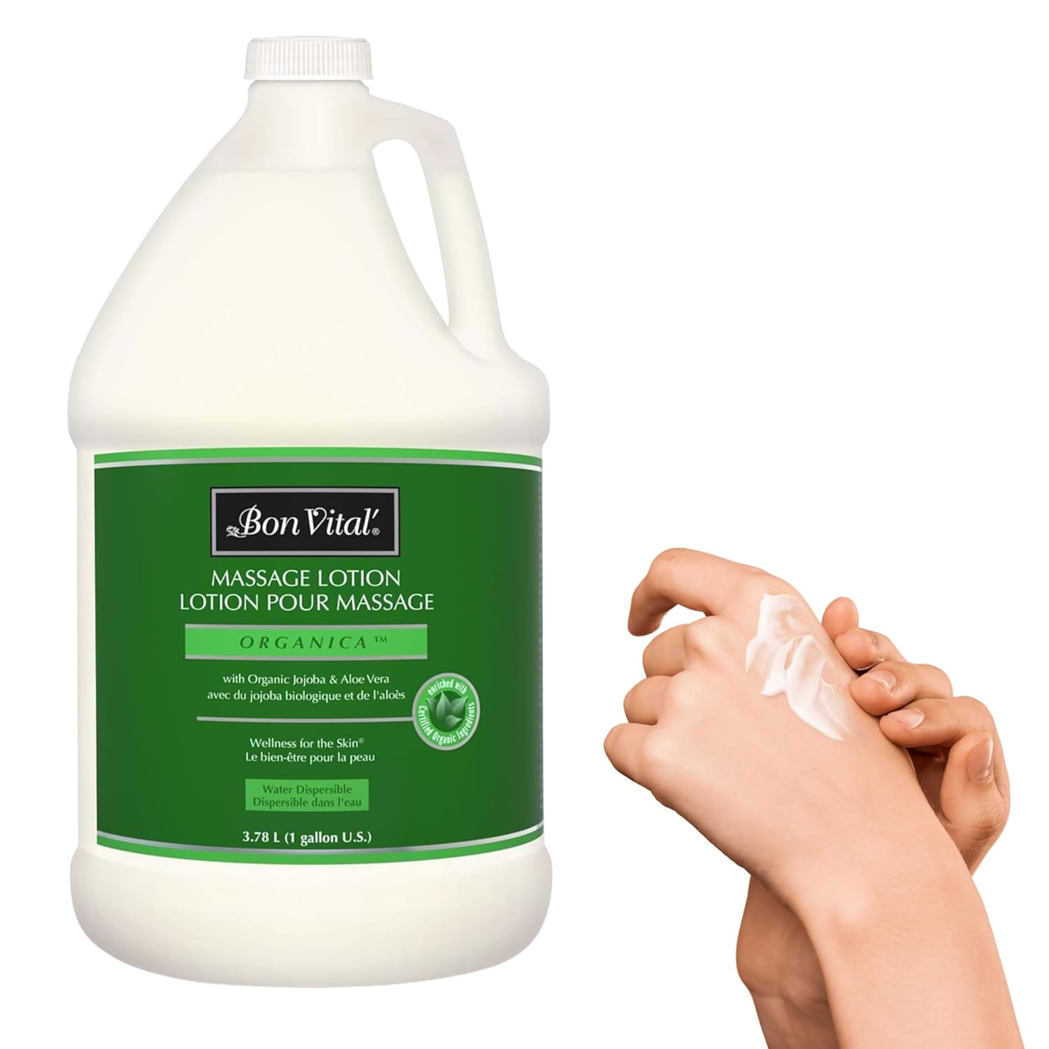 Bon Vital' Organica Massage Lotion, 1 Gallon, Certified Organic, Unscented | Certified organic massage lotion for massage therapy and bodywork