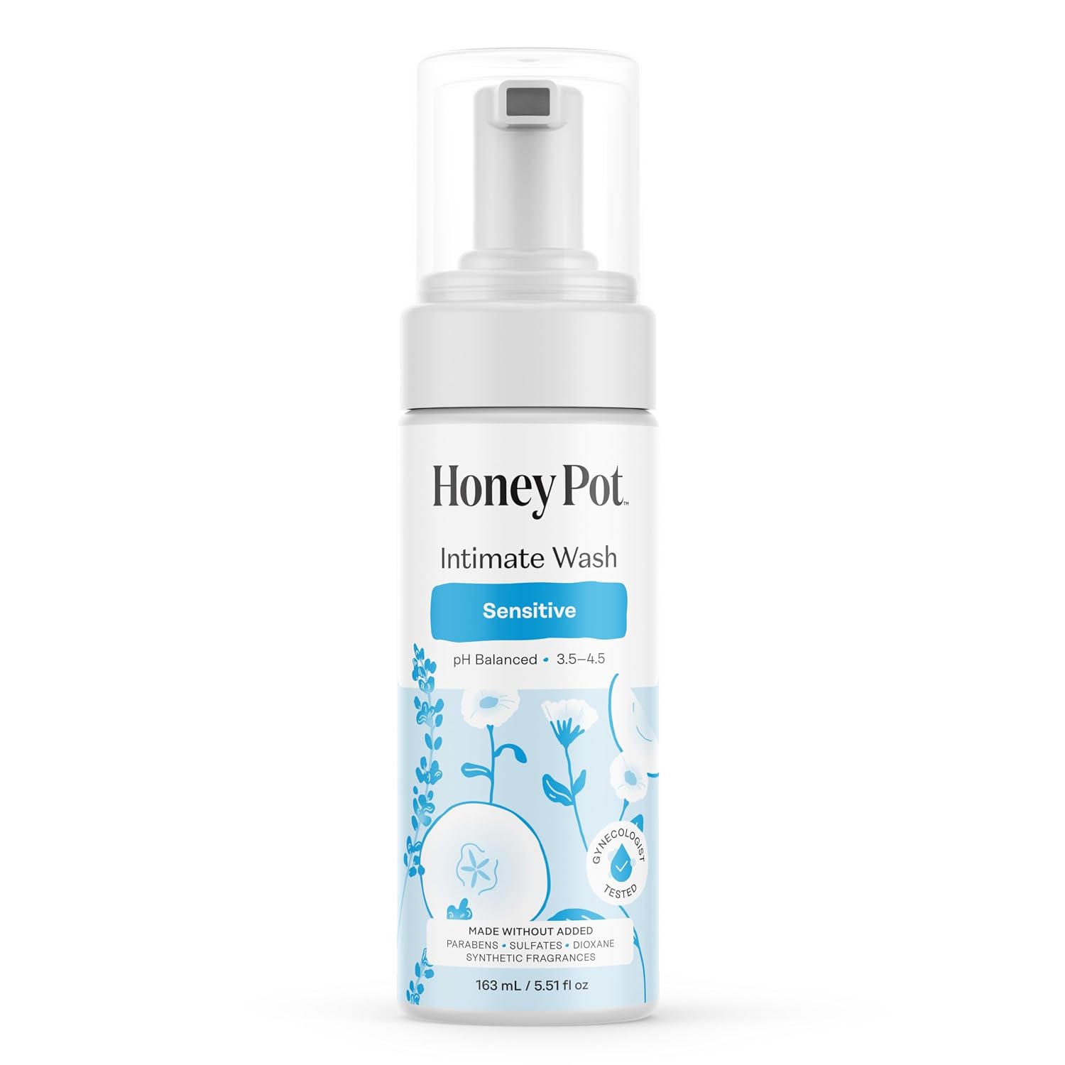 The Honey Pot Company - Feminine Wash - Sensitive - pH Balanced | Herbal Infused Plant-Based Feminine Care for Sensitive Skin - Daily Intimate Cleanser for Women - 5.51 Fl Oz