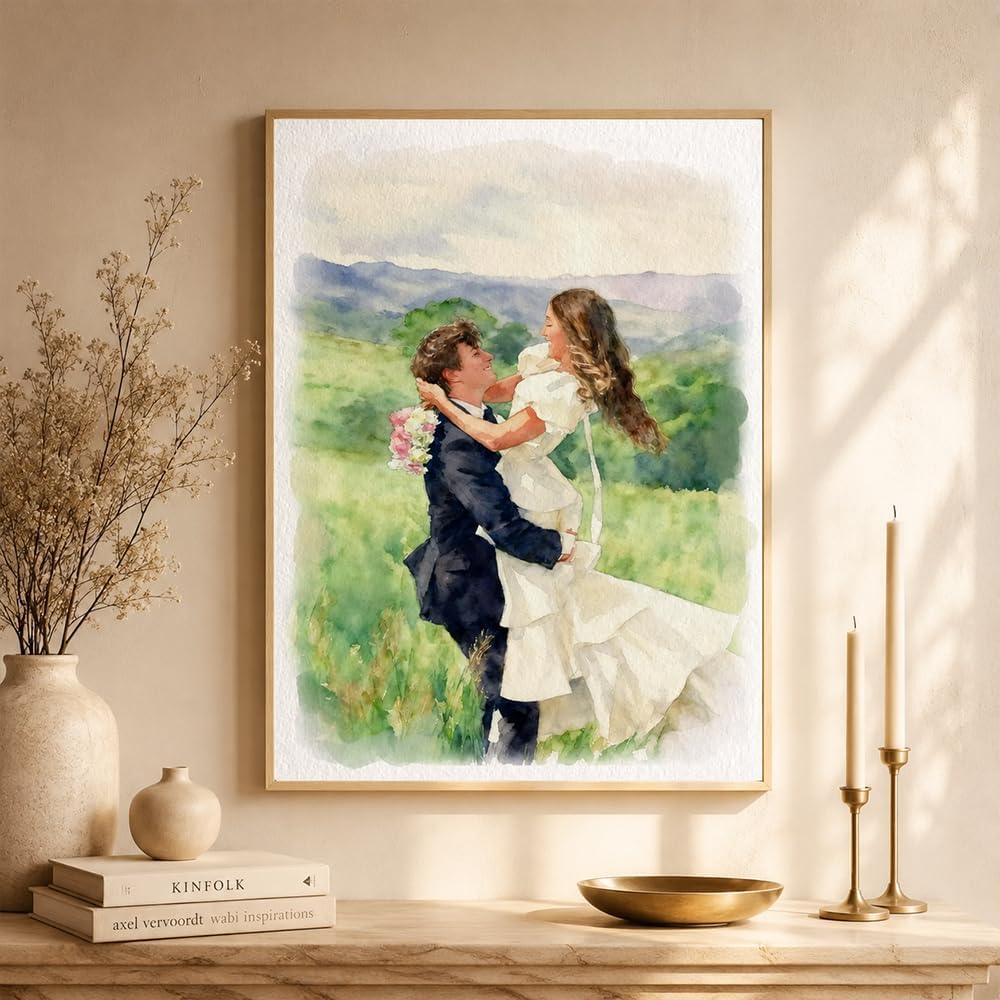 Noni Custom Watercolor Couple Portrait From Photo, Hand Painted Wedding Keepsake Gift for Couples, Parents, Engagement and Home Wall Art 2 - Image 6