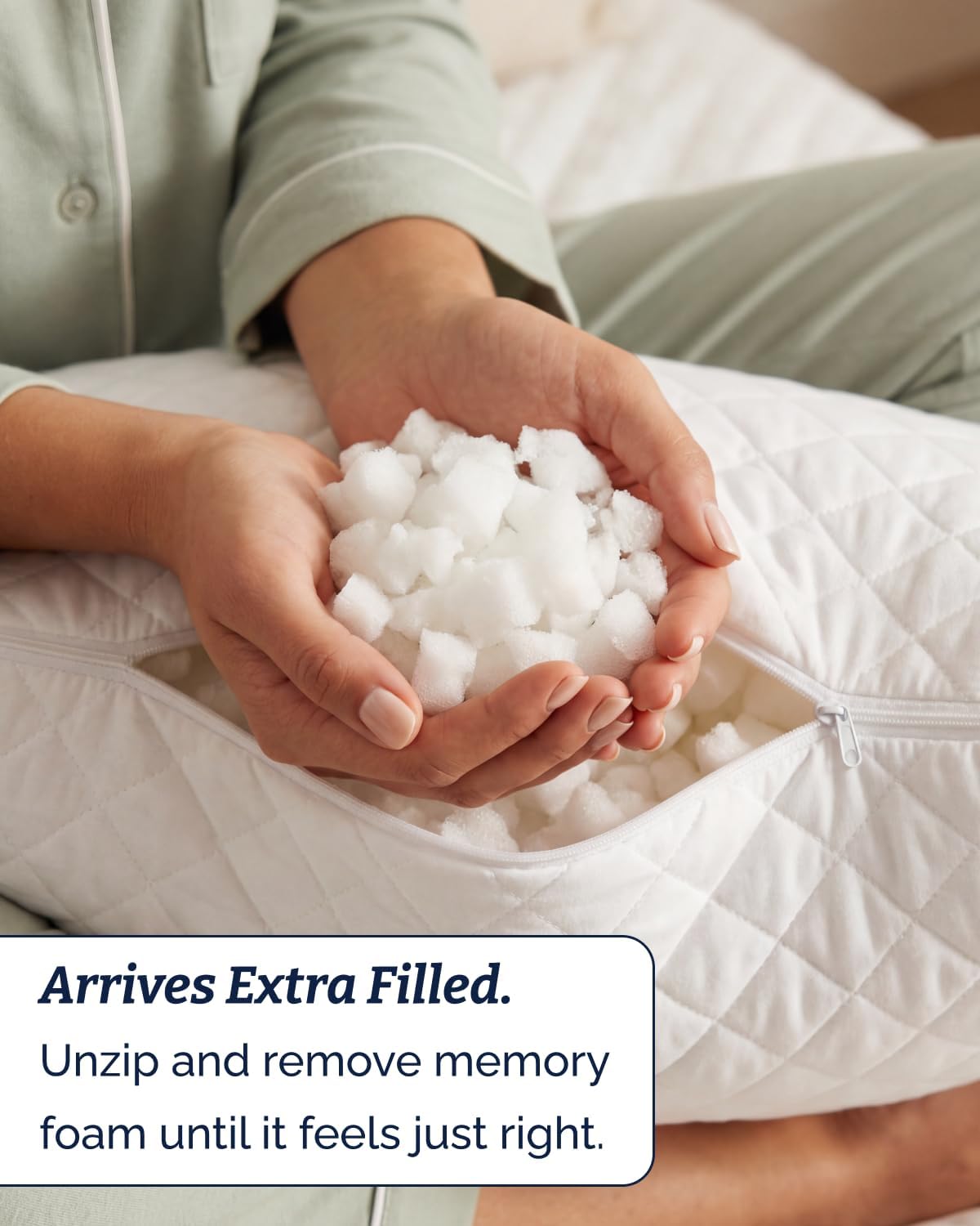 Adjustable Cooling Pillow Standard Size, Arrives Full, Customizable Fill | Rayon Derived from Bamboo, Double-Sided Cooling Bed Pillow for Hot Sleepers, Adjustable Shredded Memory Foam, Soft or Firm - Image 3