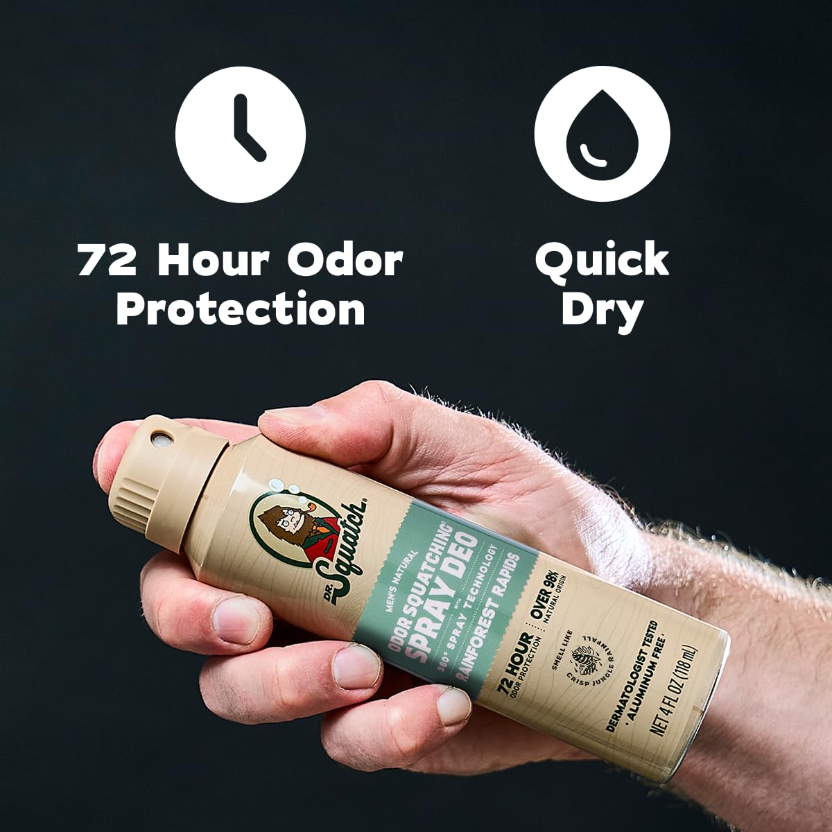 Dr. Squatch Spray Natural Men’s Deodorant – Quick Dry Deodorant Men, Aluminum Free, Dermatologist-Tested – Created for all Skin Types – Fresh Falls + Rainforest Rapids, 4oz (2-Pack) - Image 5