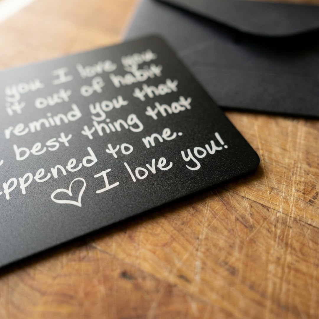 Metal Wallet Card - I Love You Gift for Husband, Boyfriend - Laser Engraved, Durable Aluminum Keepsake for Him and Her - Valentines, Anniversary, Birthday - Gift Ready Envelope Included - Image 6