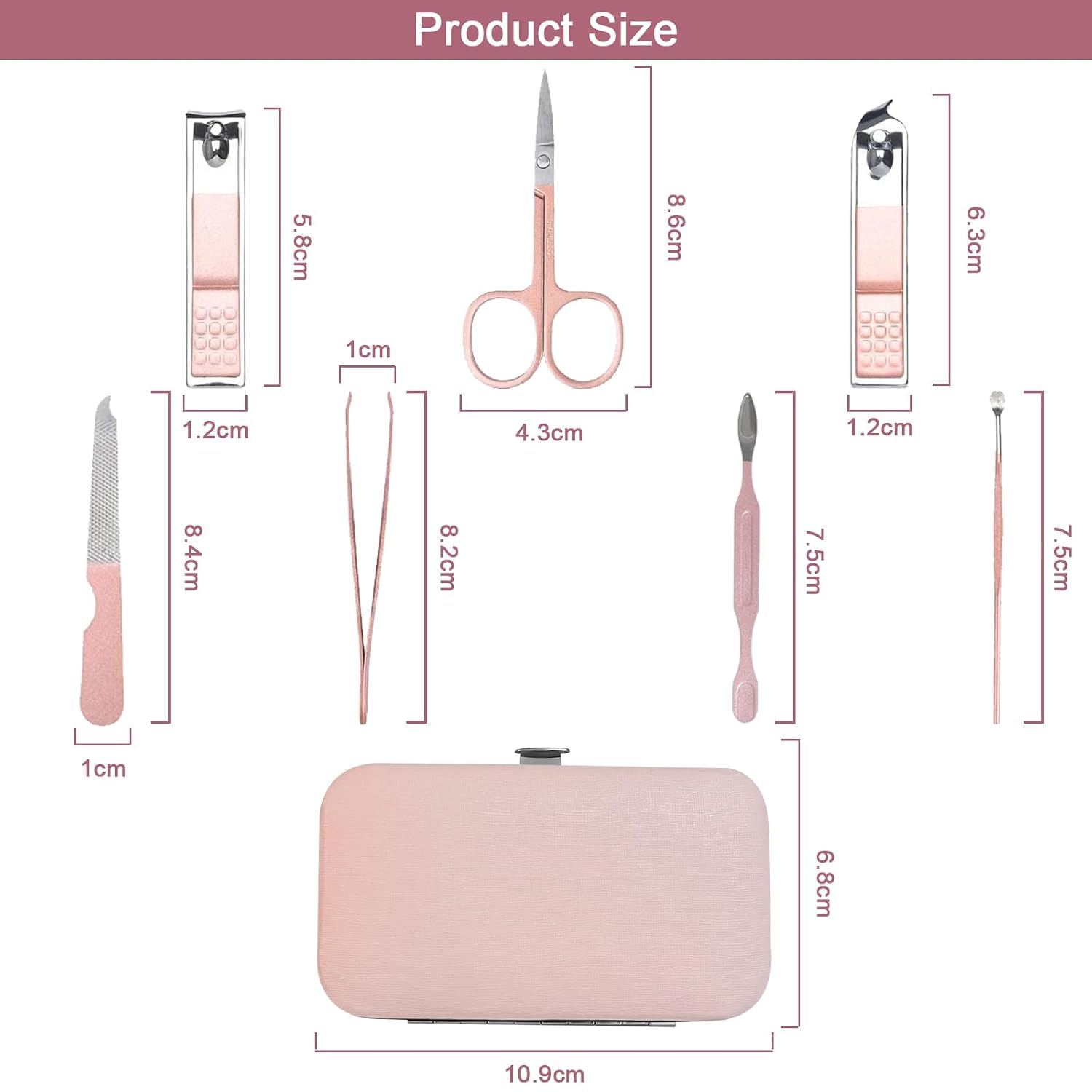 WOXVM Premium Manicure Set, 7 in 1 Professional Nail Clippers Scissors Pedicure Kit, Stainless Steel Cuticle Nail Care Tools with Luxurious Travel Case, Portable Manicure Grooming Kit Gift for Women - Image 2