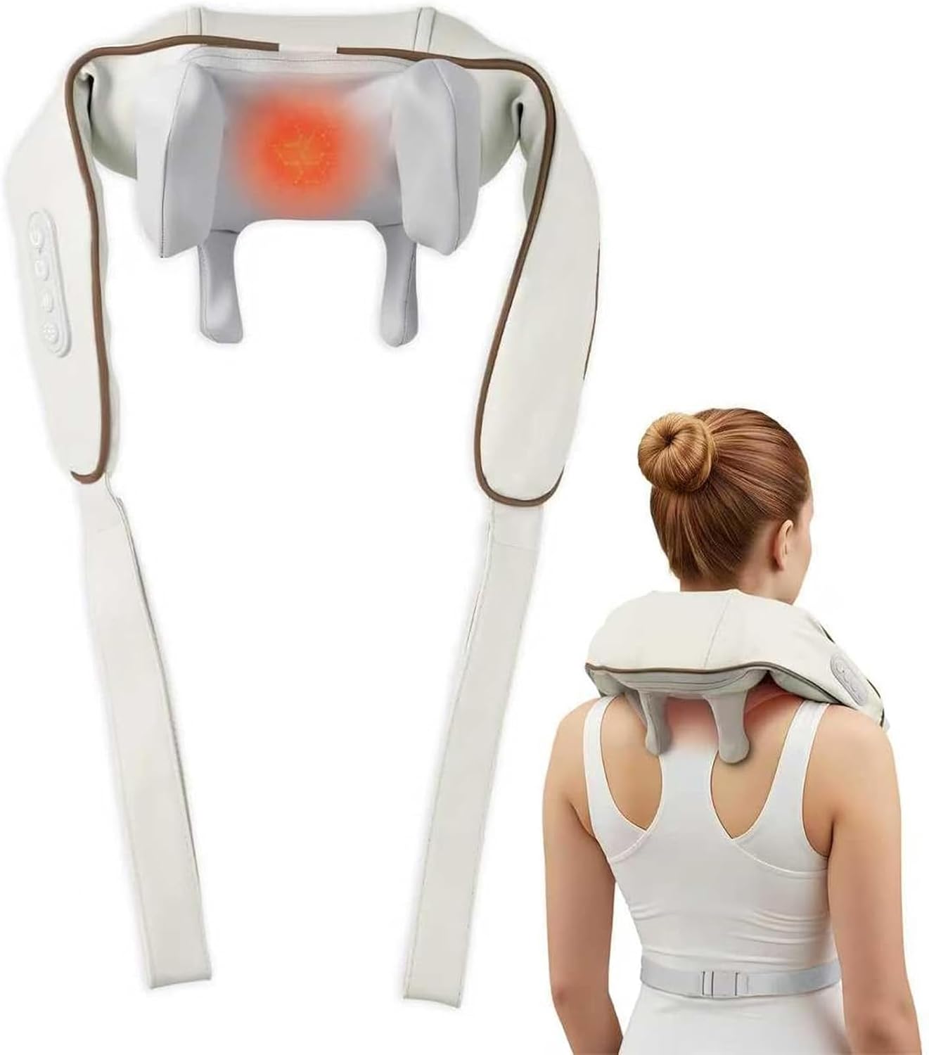 Wireless Neck and Shoulder Massager with Heat-4D Shiatsu Deep Tissue | 42℃ Warm Compress, Portable for Home, Office, Travel, Relaxation & Tension Relief